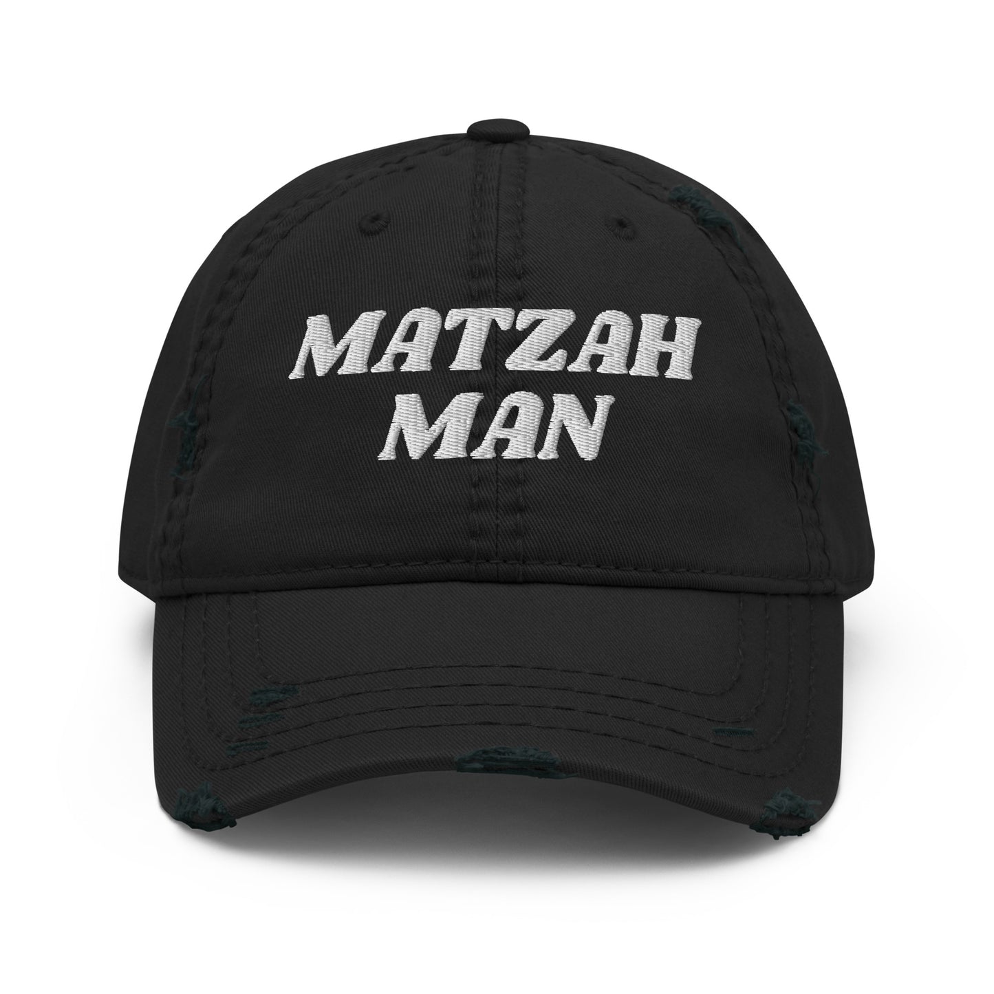 Black Matzah Man Distressed Dad Hat