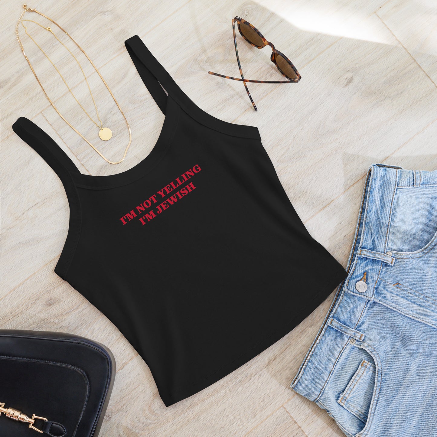 Black I'm Not Yelling I'm Jewish Tank Top