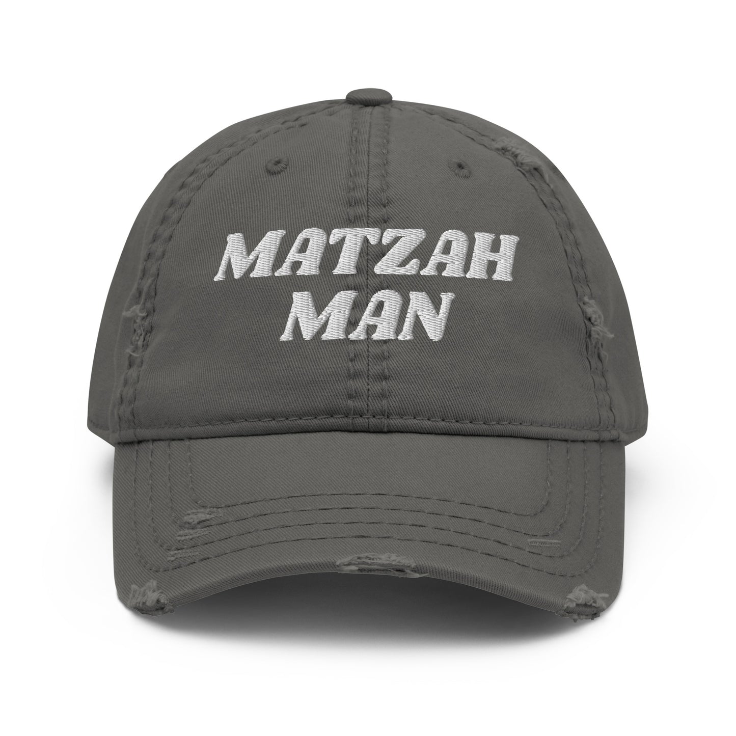 Gray Matzah Man Distressed Dad Hat