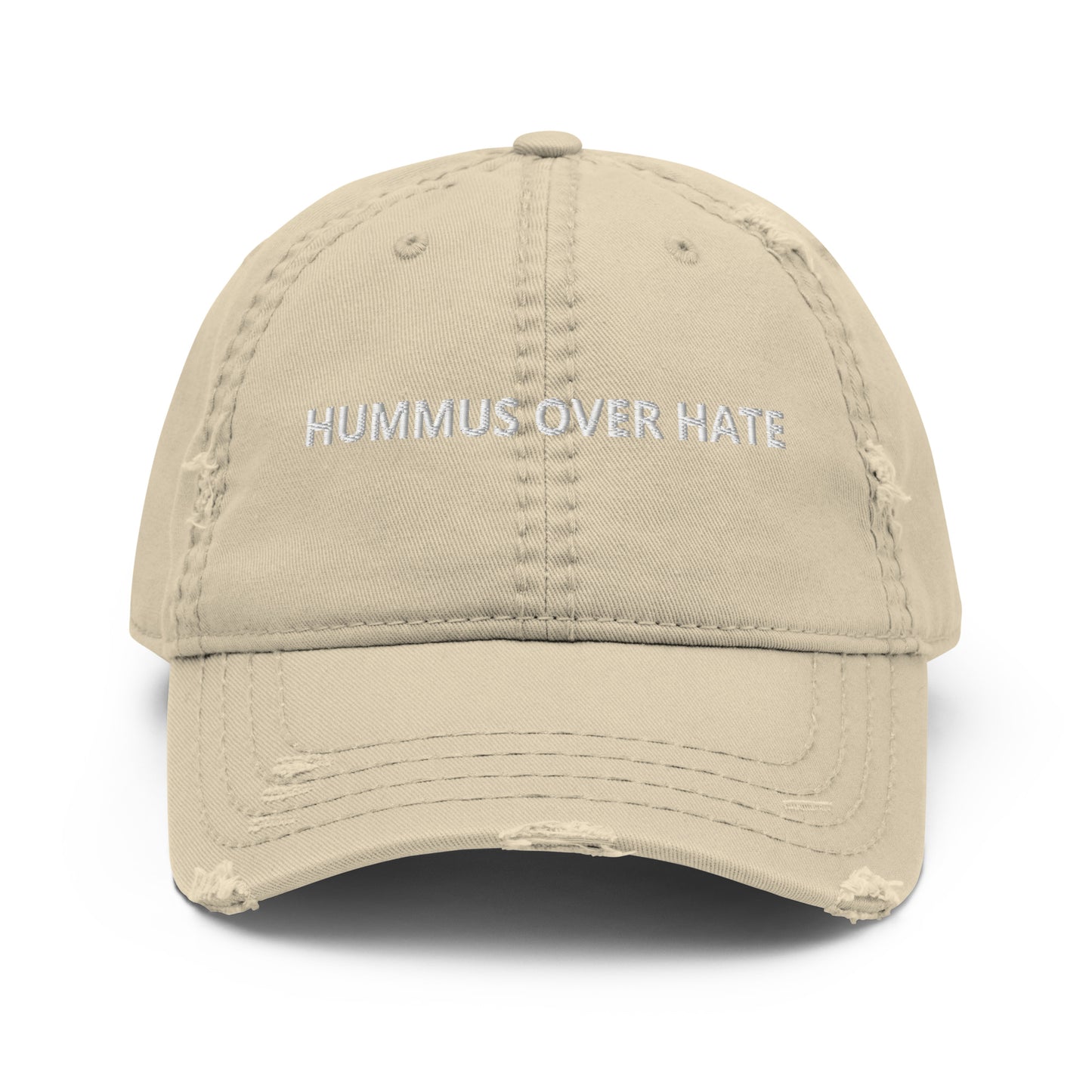 Khaki Hummus Over Hate Distressed Dad Hat