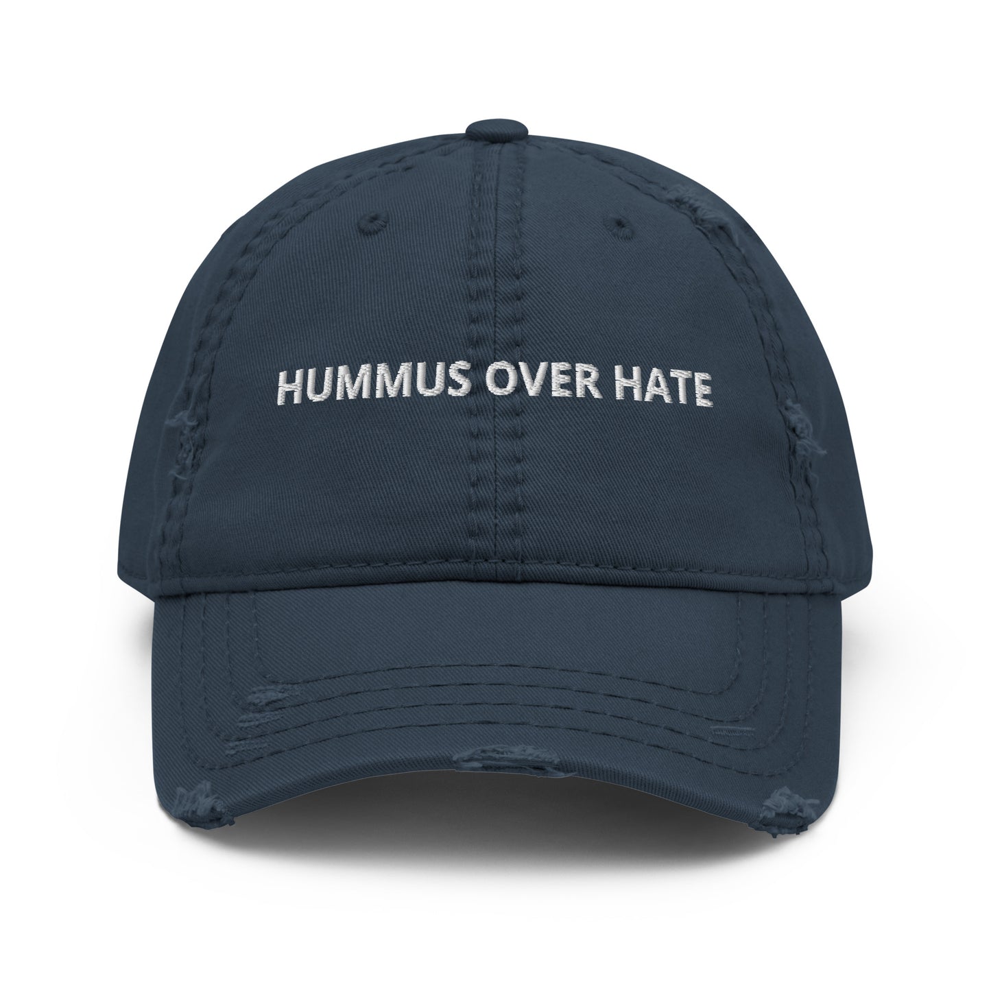 Navy Hummus Over Hate Distressed Dad Hat