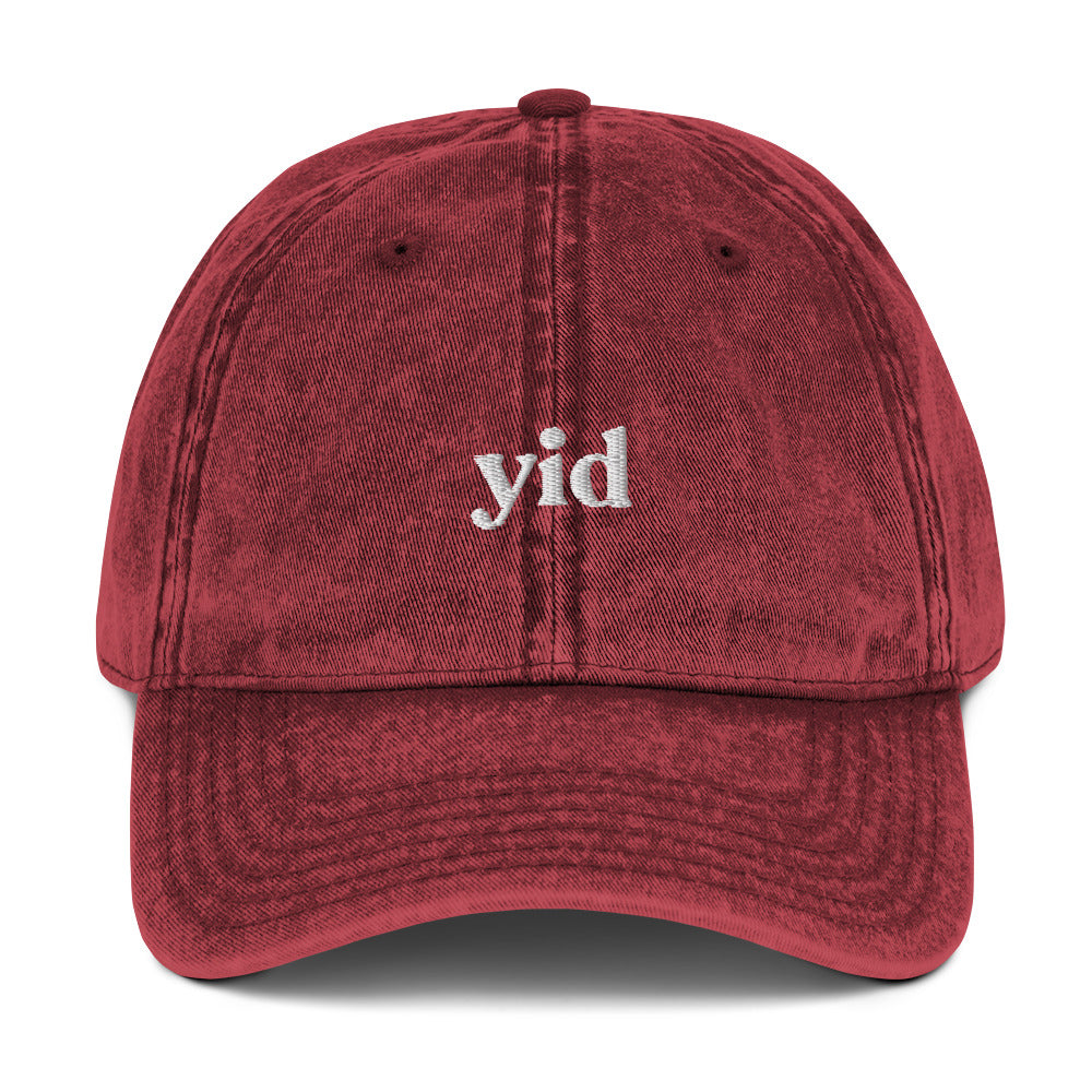 Maroon Yid Hat - Proud Yid? Looking for a funny gift for a fellow MOT? This yid hat comes in a variety of colors, has an adjustable closure and is expertly embroidered just for you. It's a classic dad hat with a Jewish design.