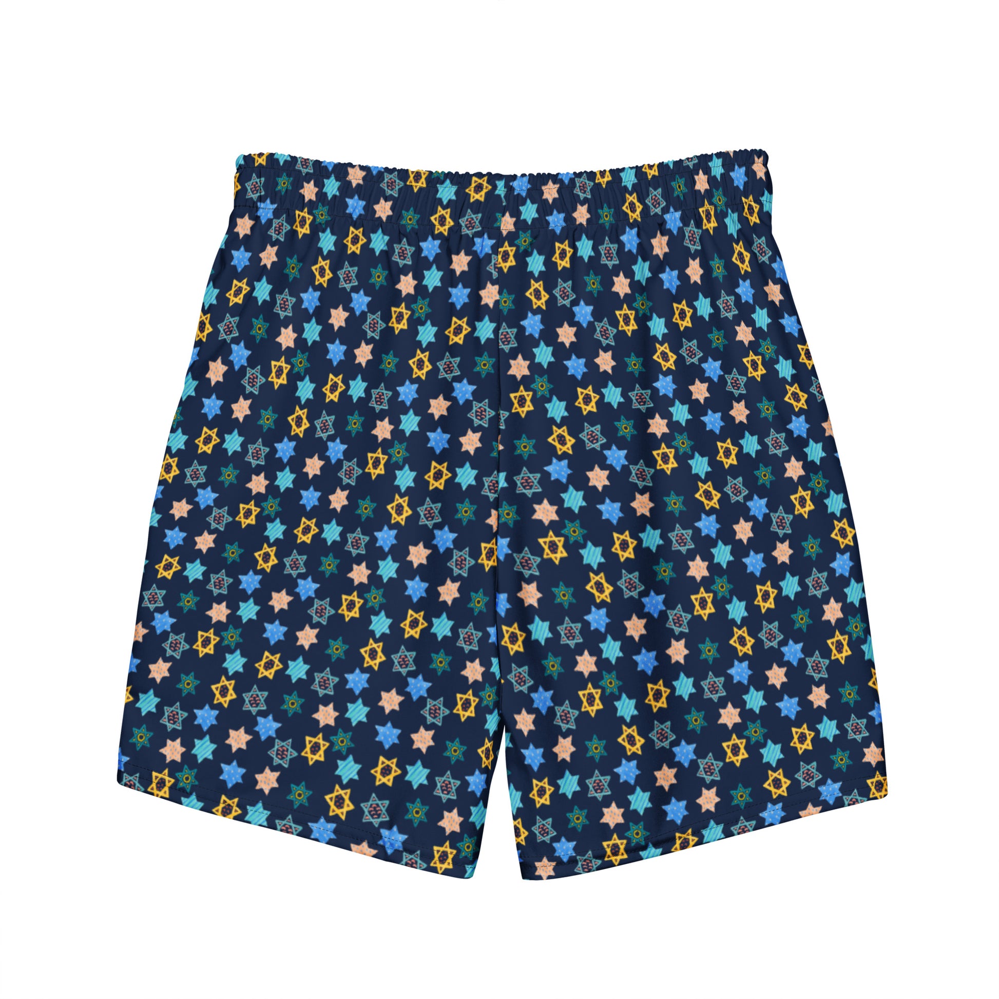 Back of Recycled Jewish Star Swim Trunks