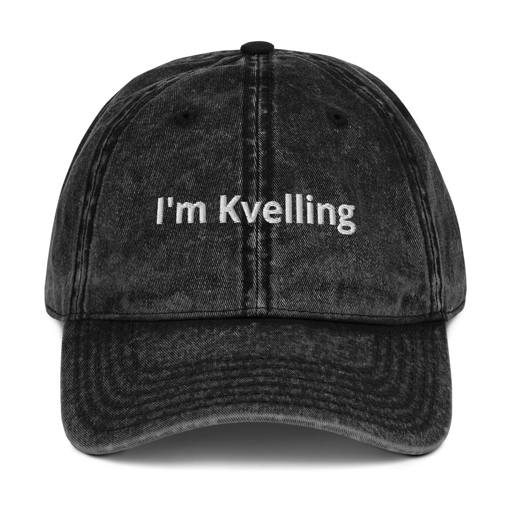 Black I'm Kvelling Washed Out Dad Hat