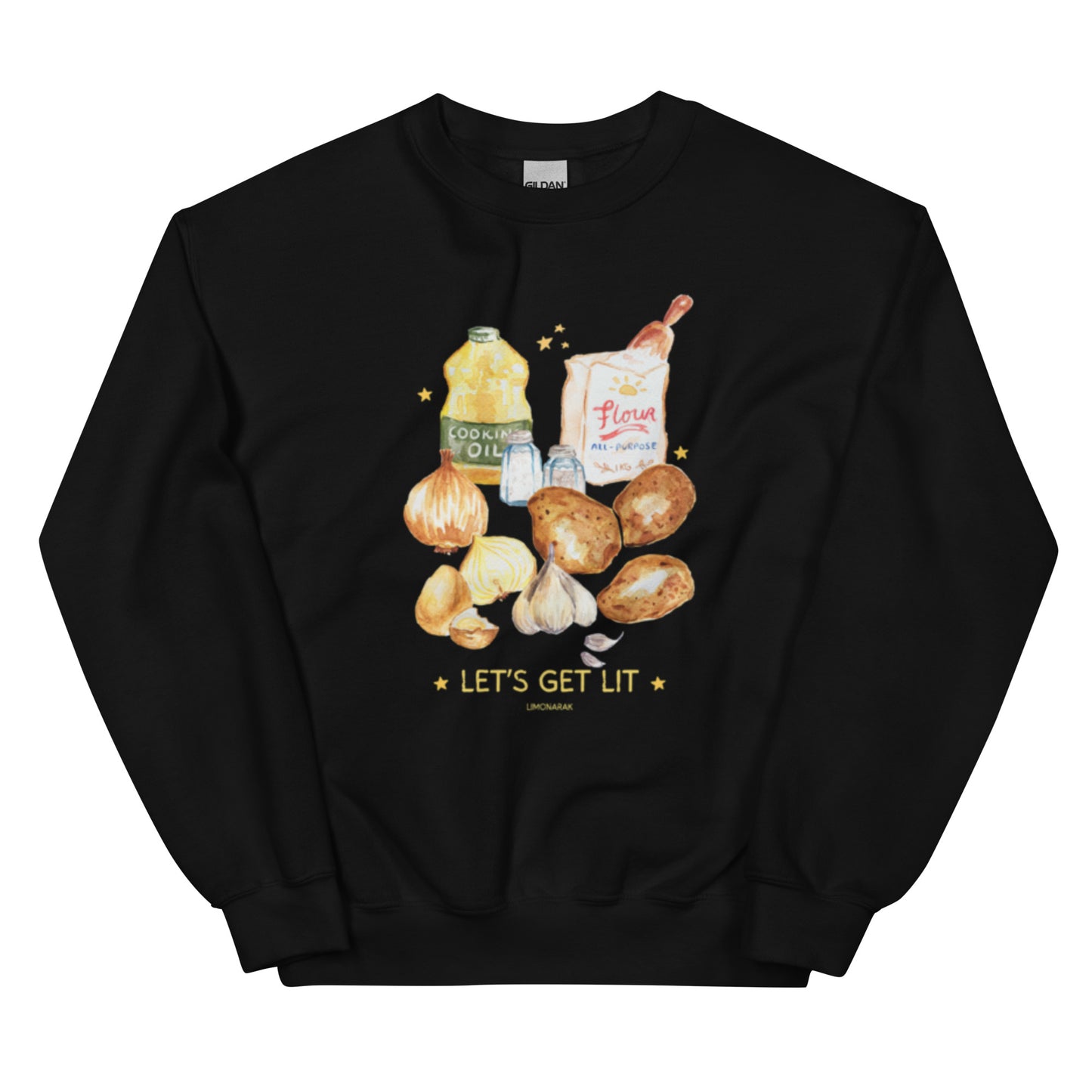 Black Let's Get Lit Latkes Chanukkah Sweatshirt