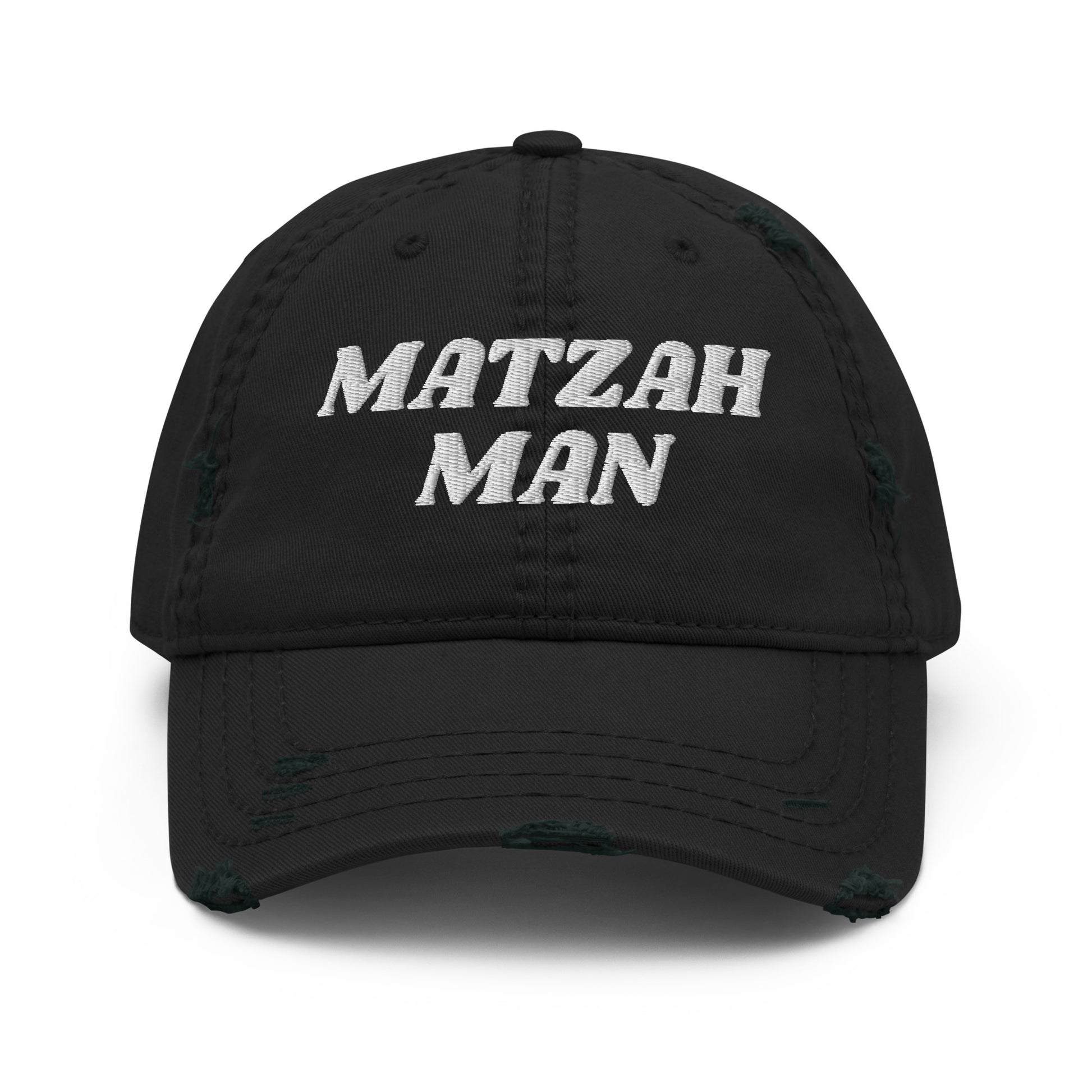 Black Matzah Man Distressed Dad Hat