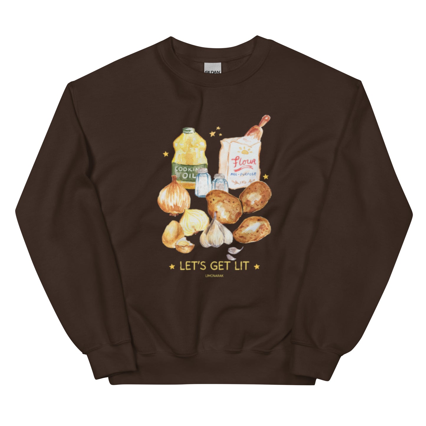Brown Let's Get Lit Latkes Chanukkah Sweatshirt