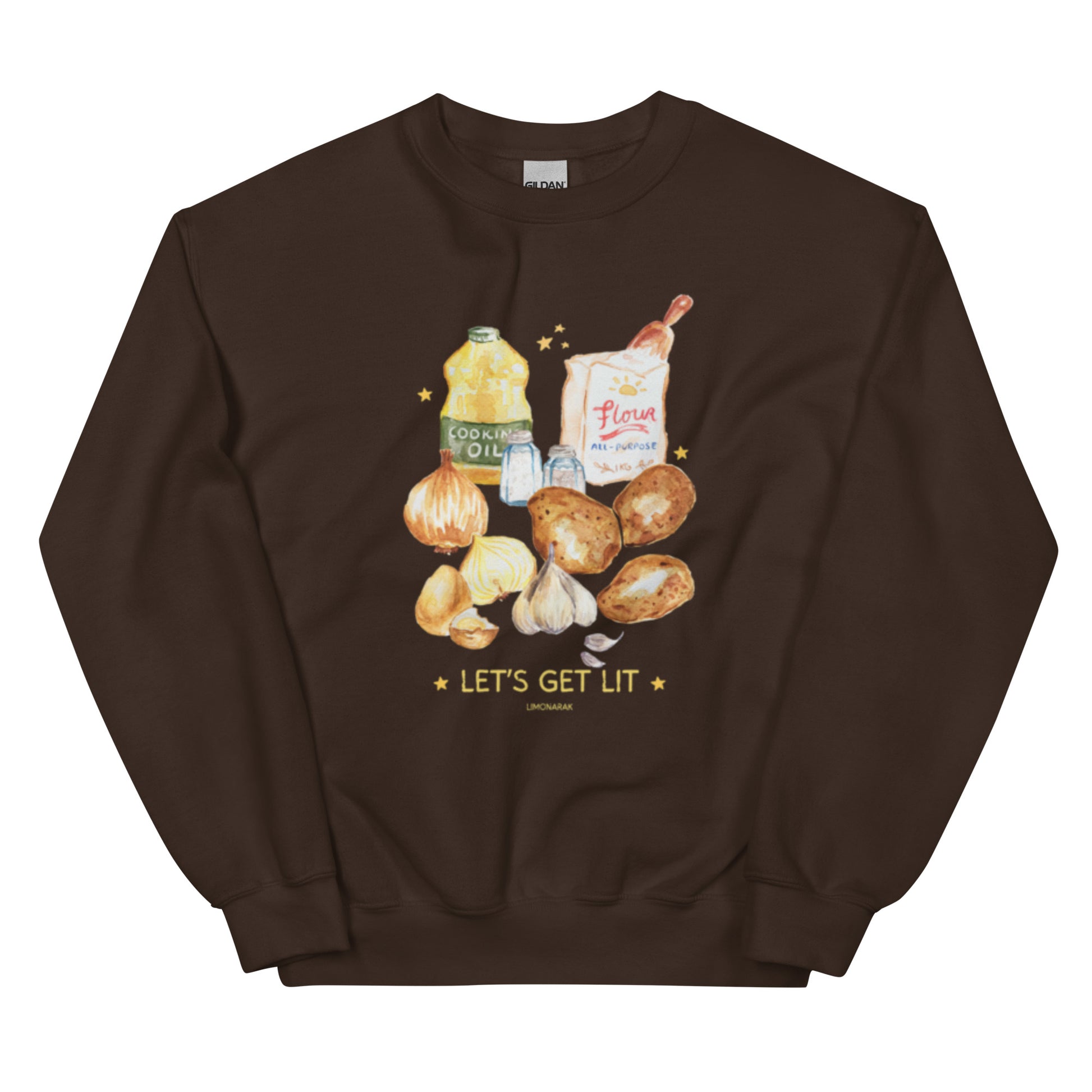 Brown Let's Get Lit Latkes Chanukkah Sweatshirt