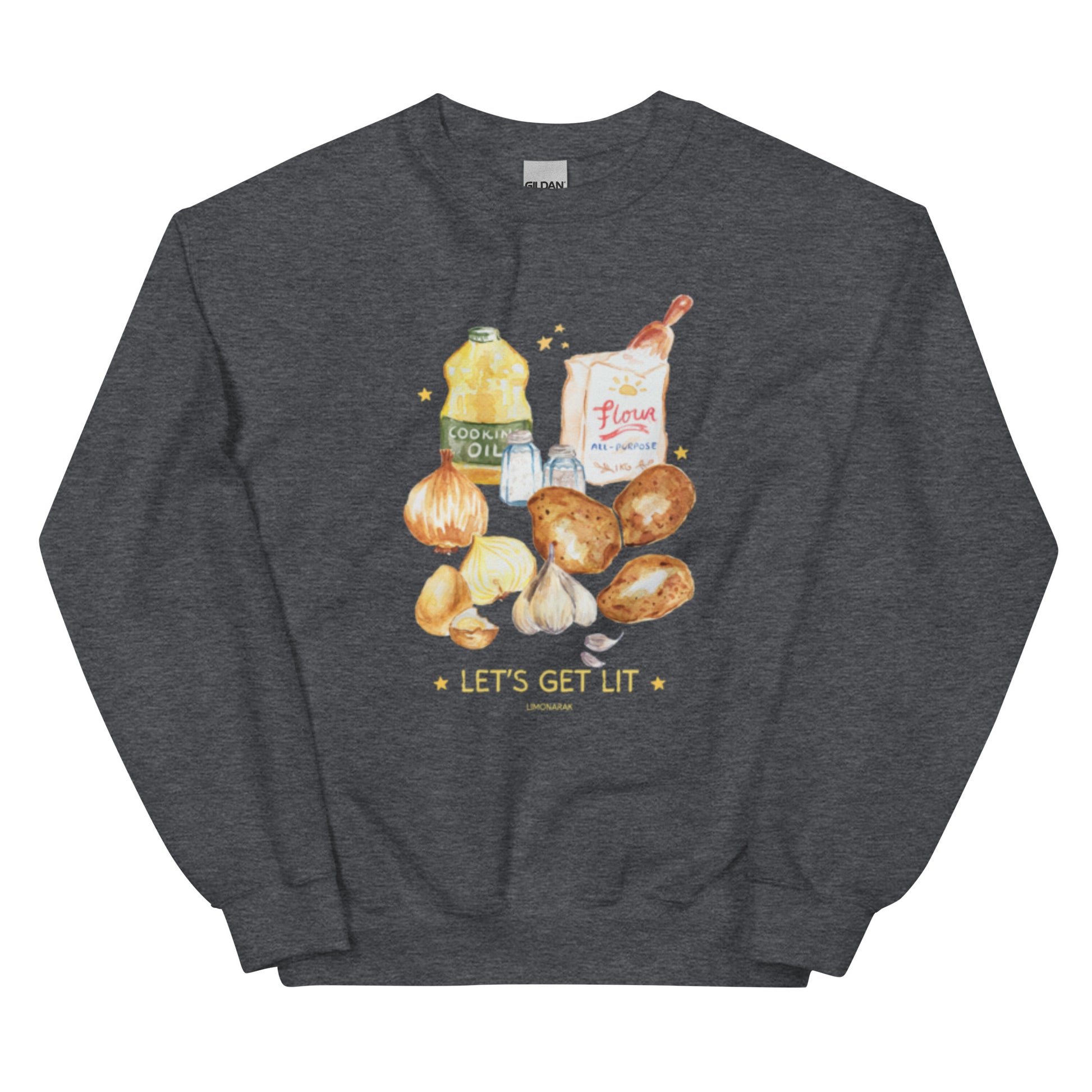 Dark Gray Let's Get Lit Latkes Chanukkah Sweatshirt