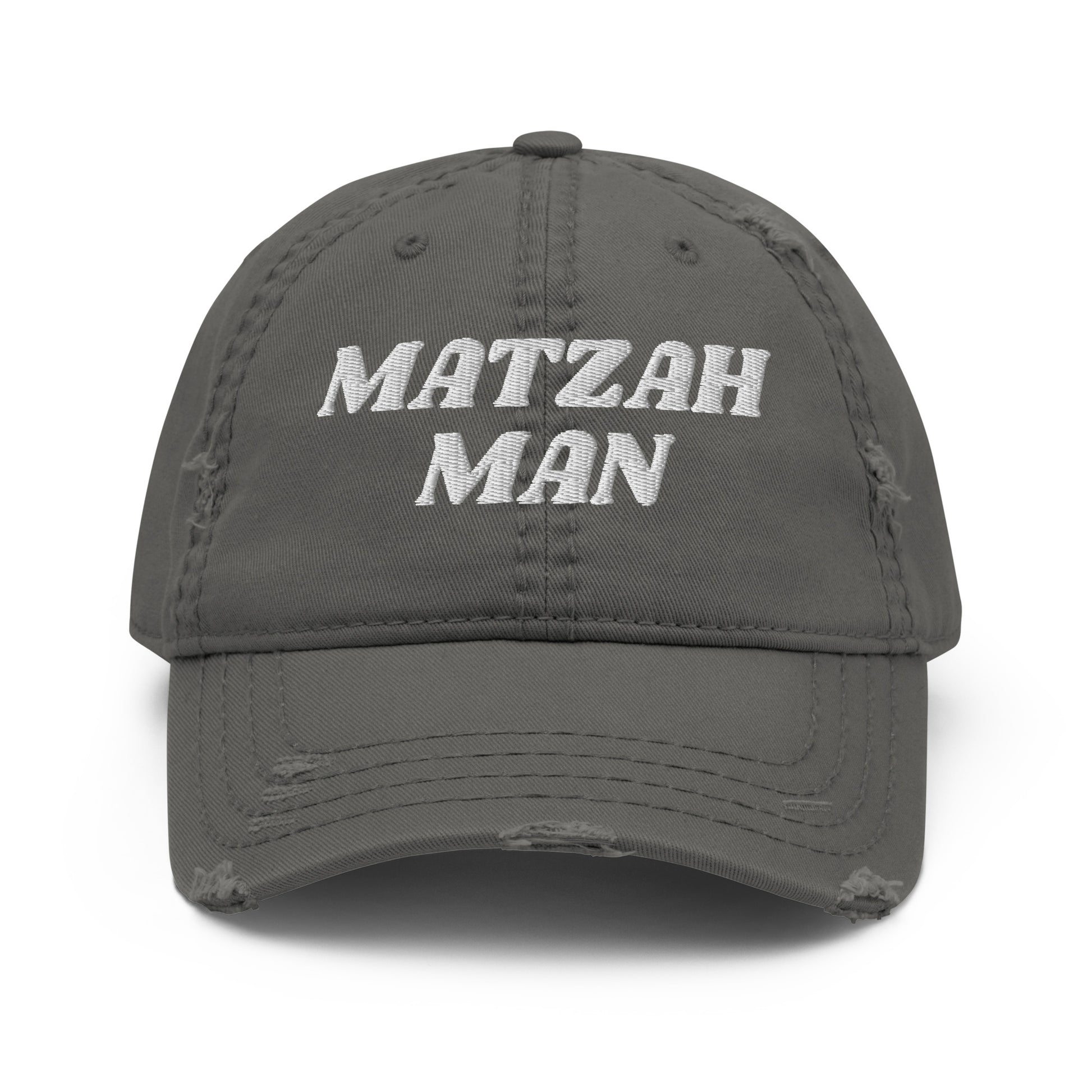Gray Matzah Man Distressed Dad Hat