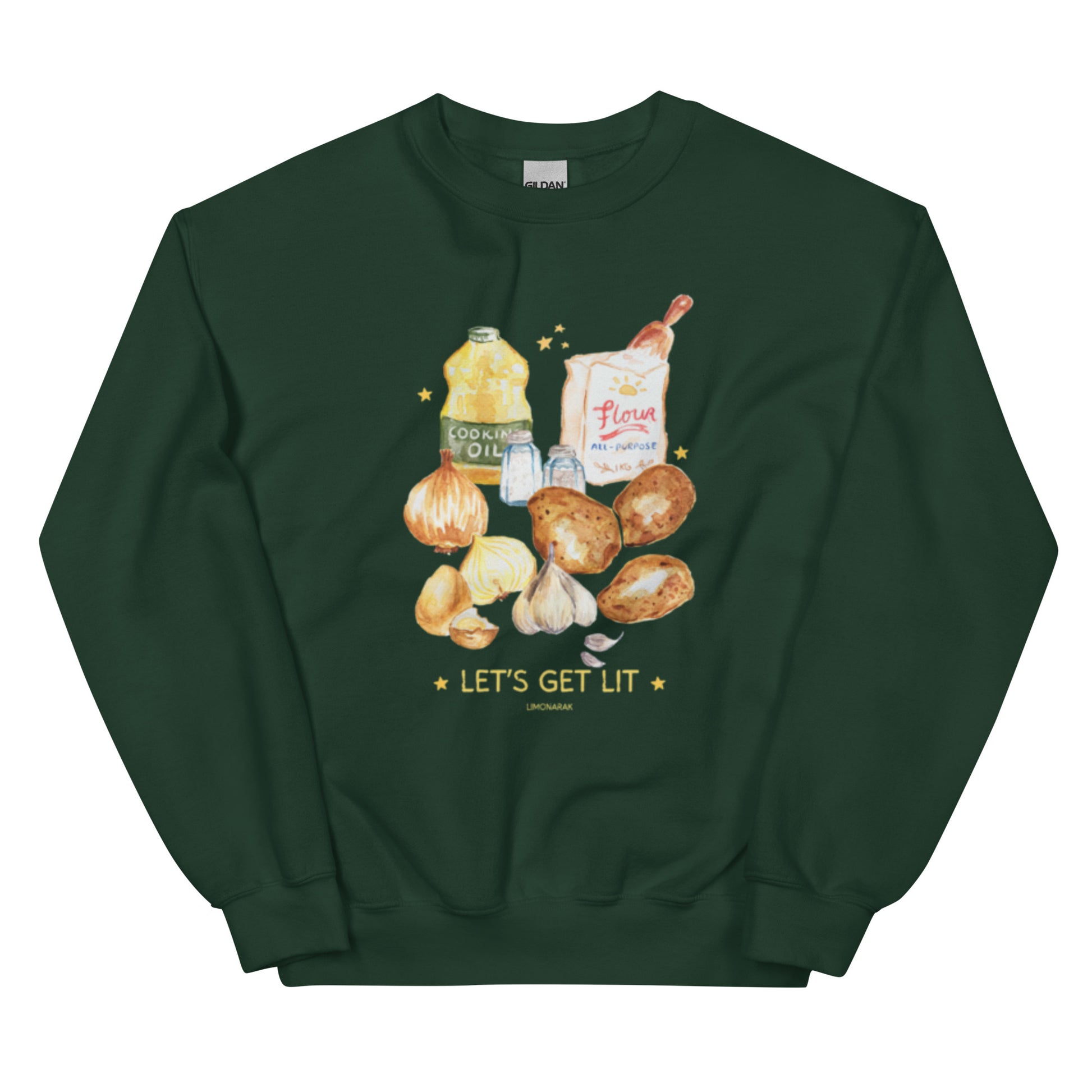 Green Let's Get Lit Latkes Chanukkah Sweatshirt