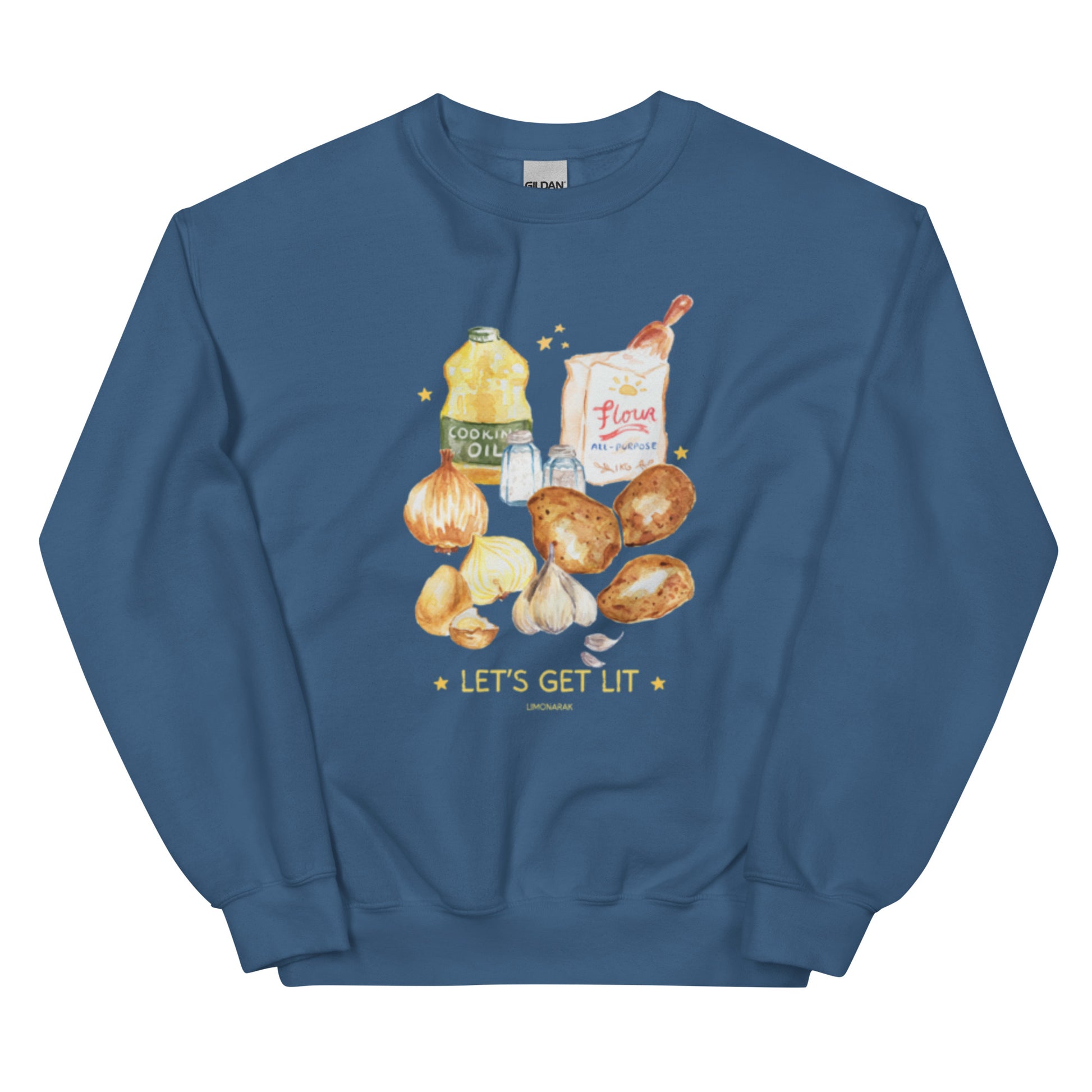 Indigo Blue Let's Get Lit Latkes Chanukkah Sweatshirt