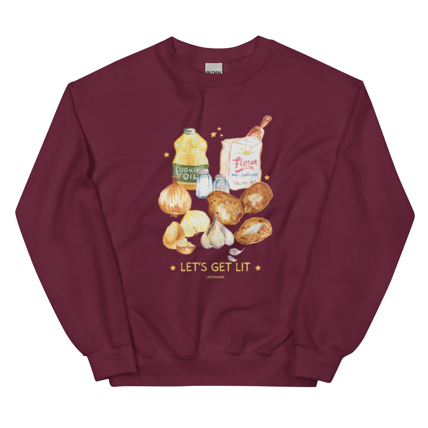 Maroon Let's Get Lit Latkes Chanukkah Sweatshirt