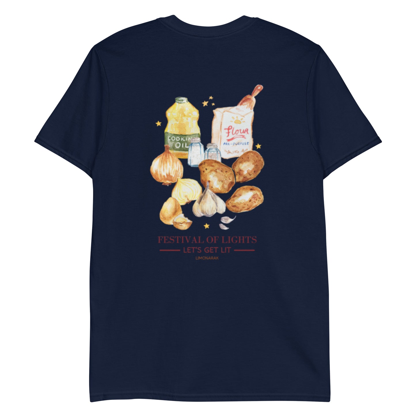 Navy Festival Of Lights Latkes T-Shirt - Front & Back
