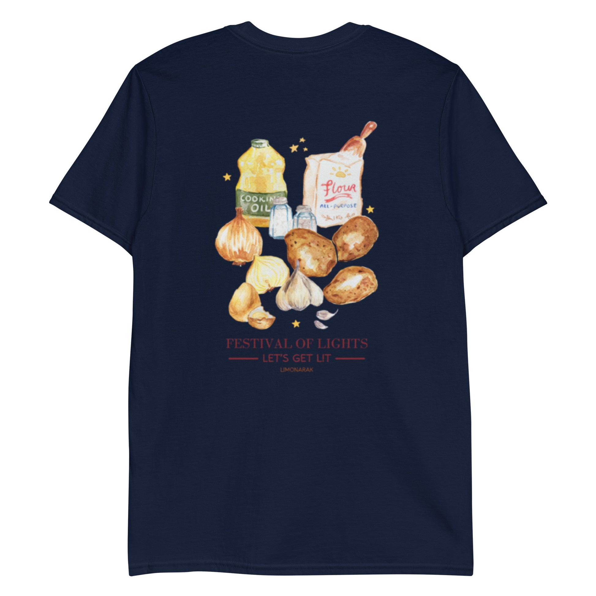 Navy Festival Of Lights Latkes T-Shirt - Front & Back