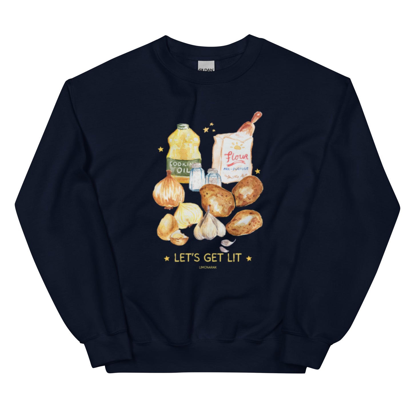 Navy Let's Get Lit Latkes Chanukkah Sweatshirt