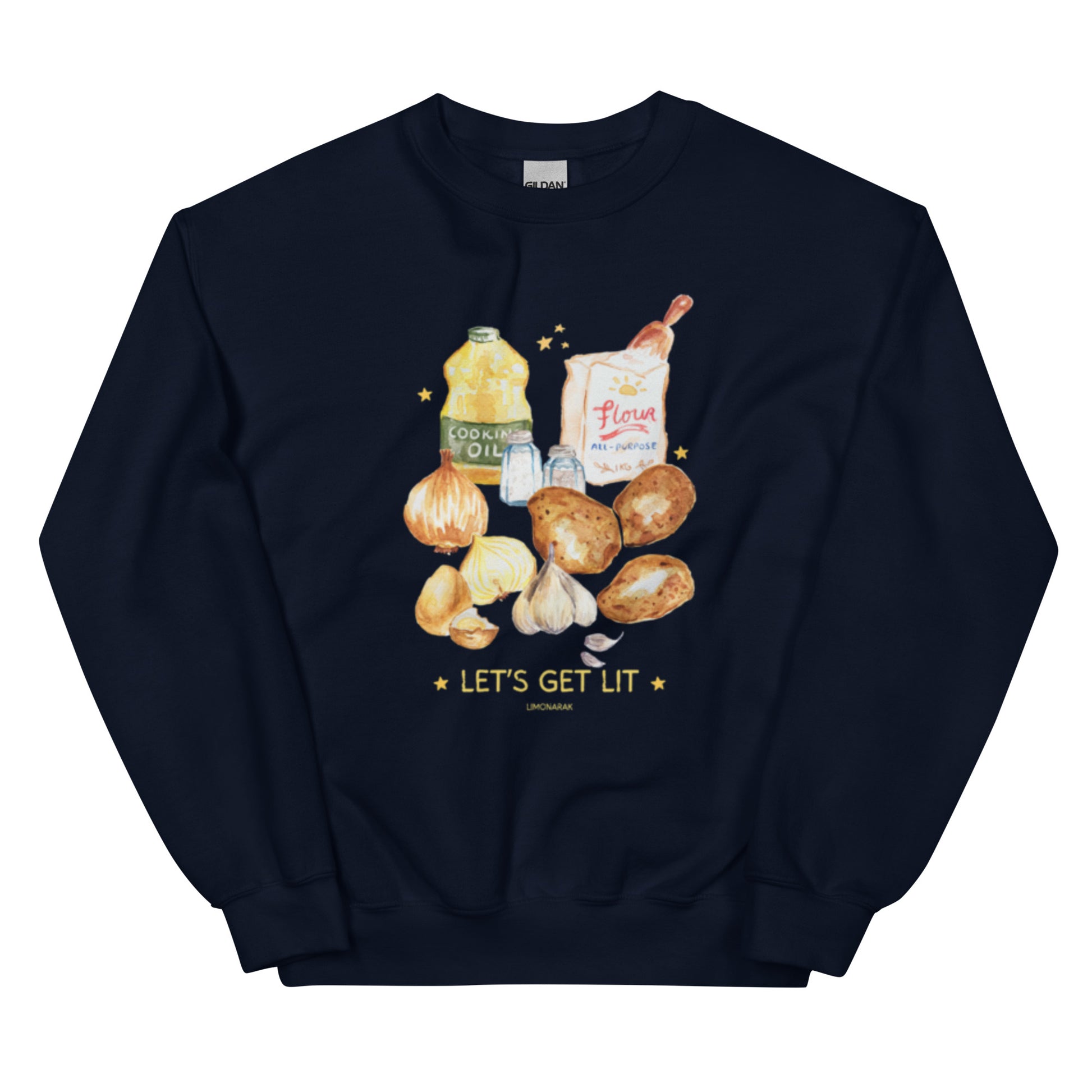 Navy Let's Get Lit Latkes Chanukkah Sweatshirt