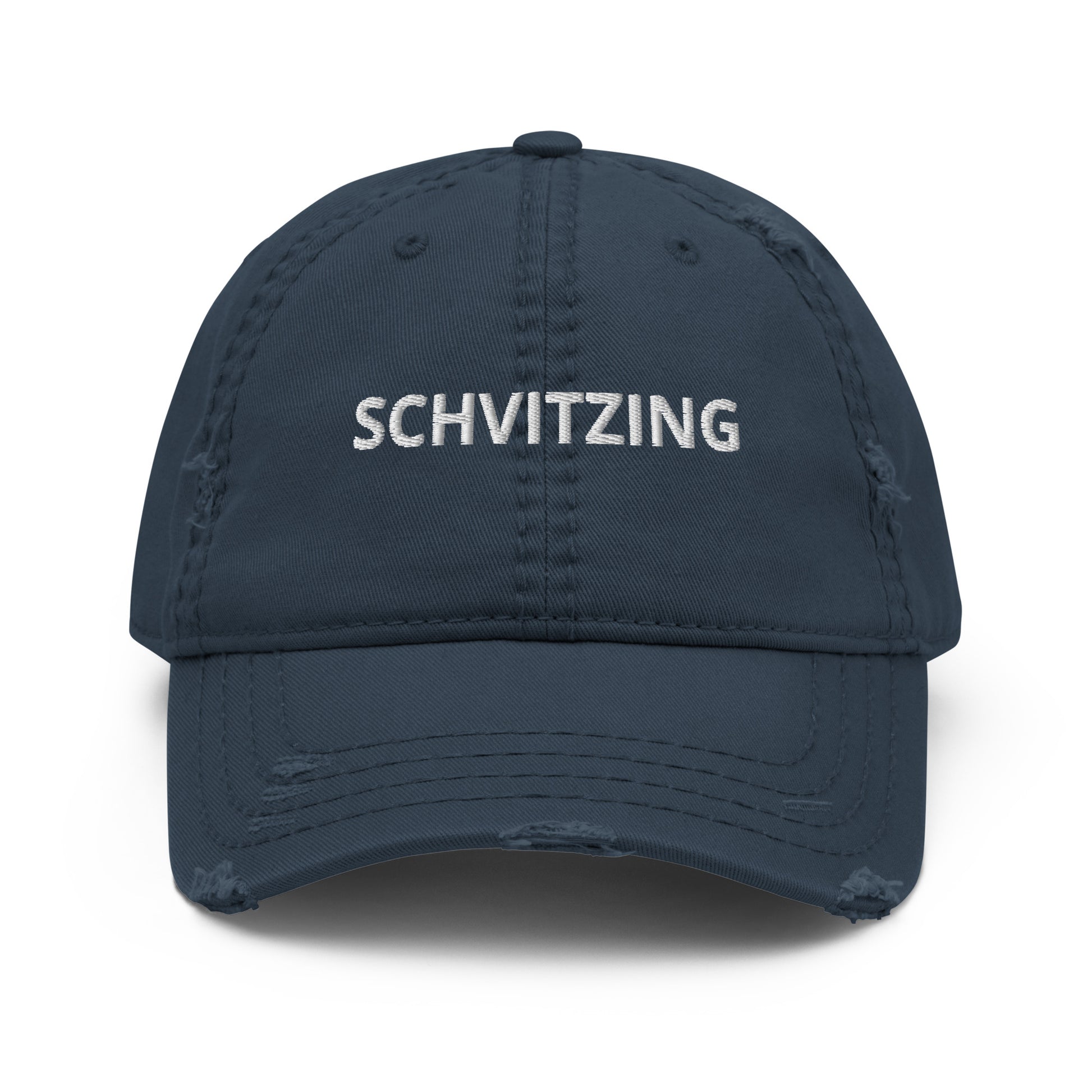 Navy Schvitzing Distressed Dad Hat