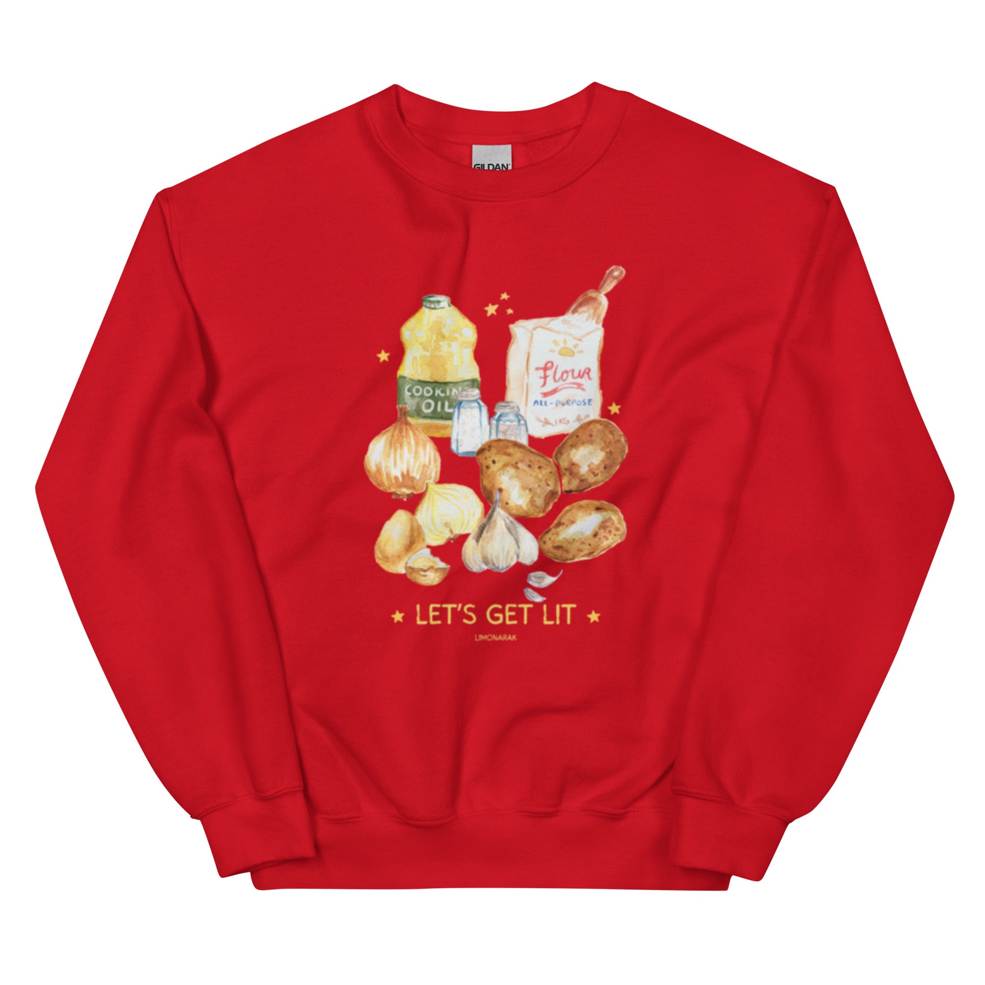 Red Let's Get Lit Latkes Chanukkah Sweatshirt
