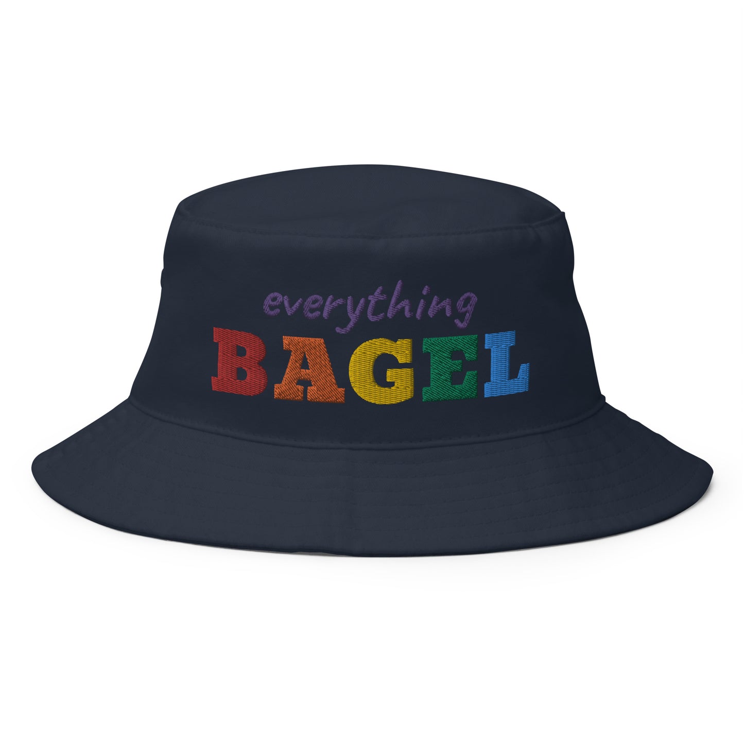 Navy Pride Bucket Hat for Bagel Lovers - Our everything bagel bucket hat is comfortable, cotton and perfect for everyday streetwear. It's a funny rainbow design hat for pride and bagel lovers and it's sure to turn heads.