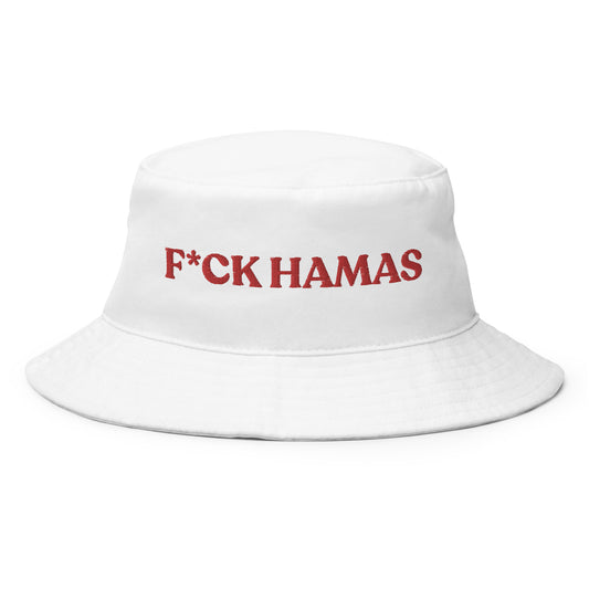 White Fuck Hamas Bucket Hat 