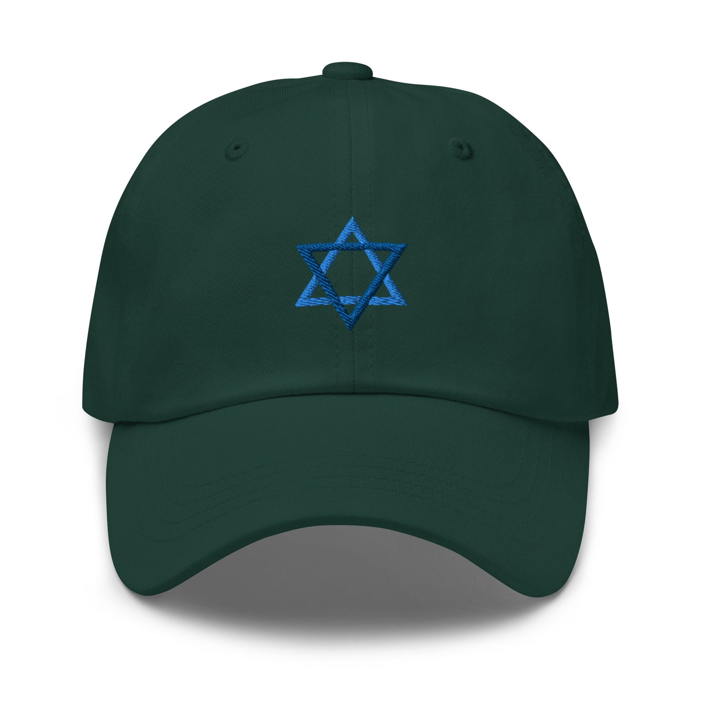 Green Star Of David Hat - Introducing our Jewish Star Hat - made with comfortable cotton and a blue Jewish Star design expertly embroidered on the front. Make a statement and share your Jewish Pride with this classic dad hat, perfect for everyday streetwear in a variety of colors.