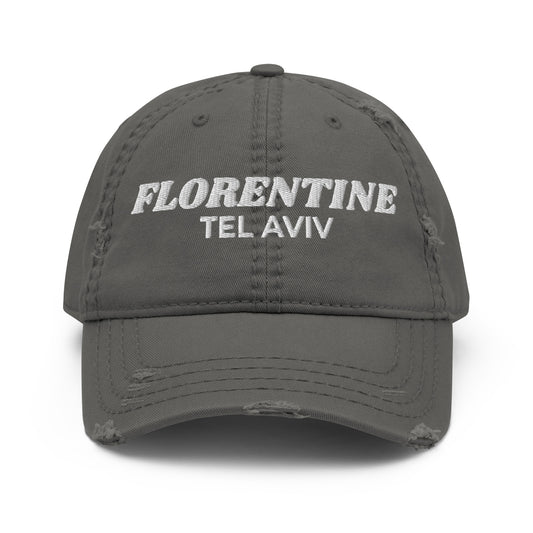 Gray Florentine Tel Aviv hat - Our Florentine Tel Aviv Hat is comfortable, adjustable and comes in a few different colors. It's a classic dad hat, expertly embroidered just for you! Perfect for everyday streetwear or a gift for your favorite Tel Avivi.