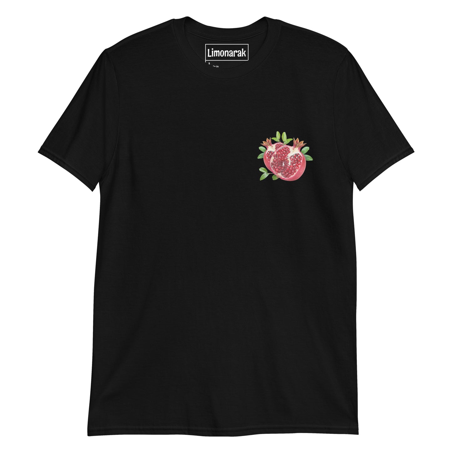 Black T-Shirt With Pomegranate - Our Pomegranate T-Shirt is soft and comfortable. It's a classic cotton graphic tee with a red pomegranate design, expertly printed on the front. Looking for something personalized? Shoot us a message!