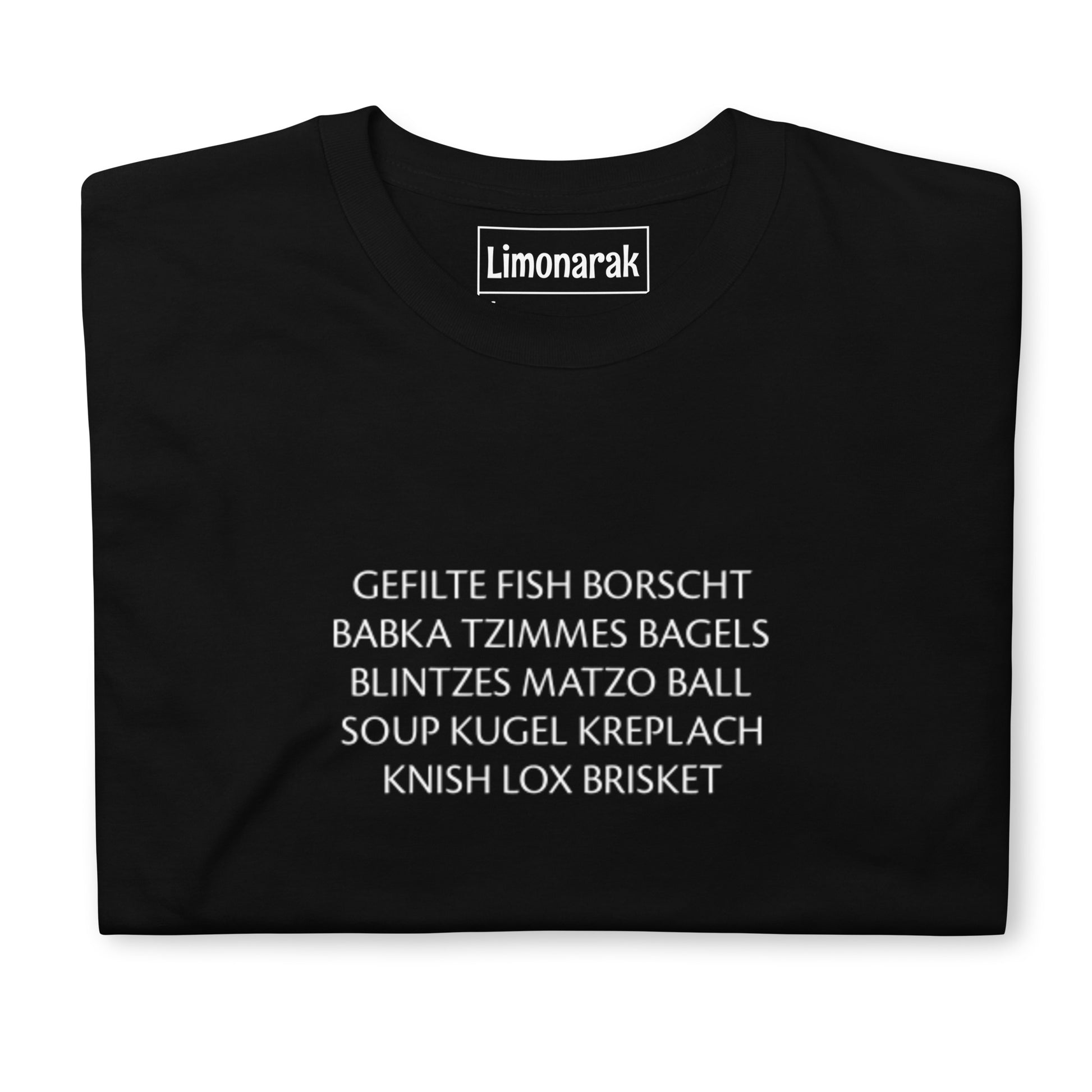 Black Ashkenazi Food T-Shirt - What's your fav Ashkenazi food? This Ashkenazi Food T-Shirt is soft and comfortable with a funny design, expertly printed on the front. Celebrate your favorite Jewish foods and culture in our funny clothing and accessories for yids. Looking for something personalized? Shoot us a message!