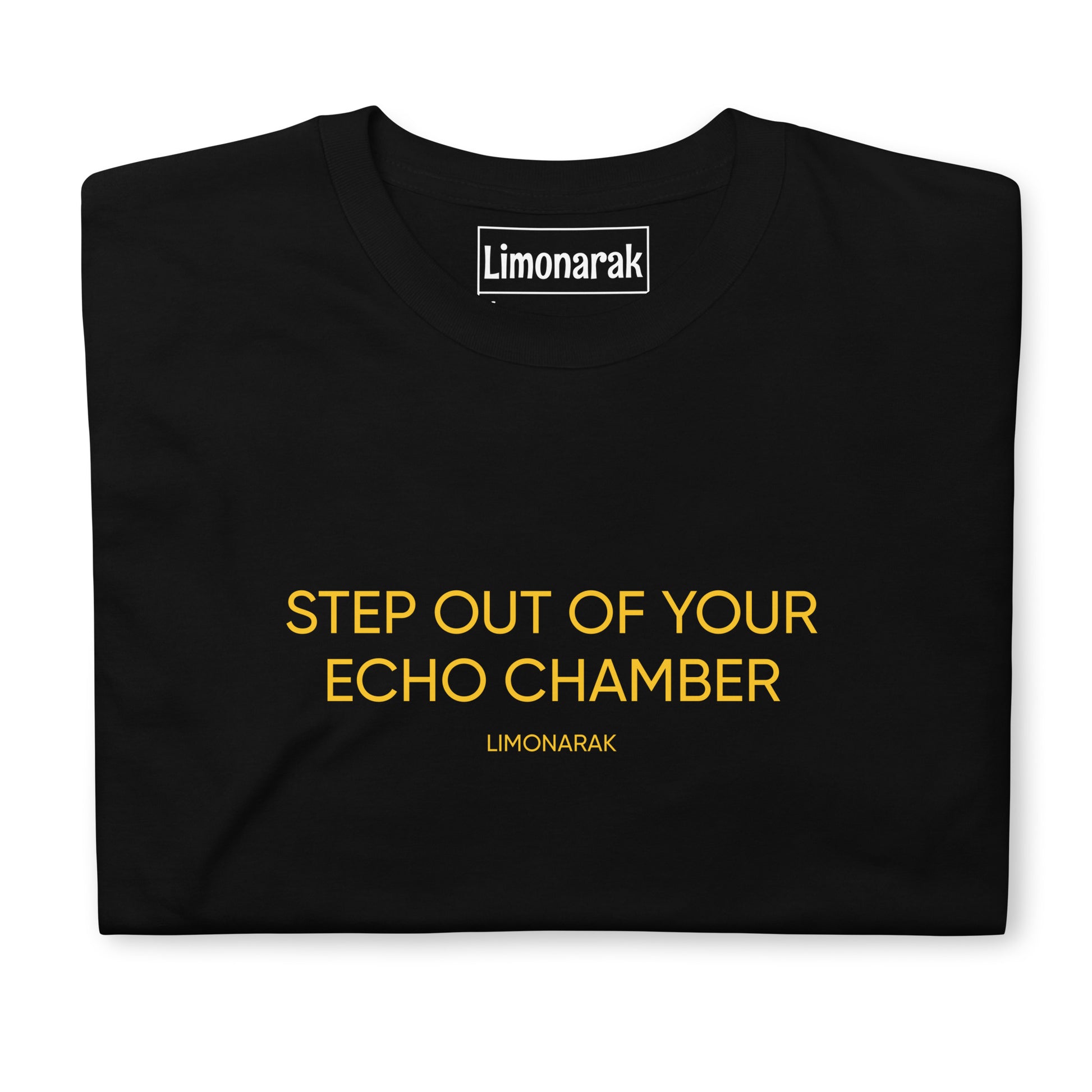 Black Step our of your echo chamber shirt - Our "Step out of your echo chamber t-shirt" is soft, comfortable and makes a statement. Step out of your echo chamber and start having conversations in this classic cotton tee. Looking for something personalized? Shoot us a message! 