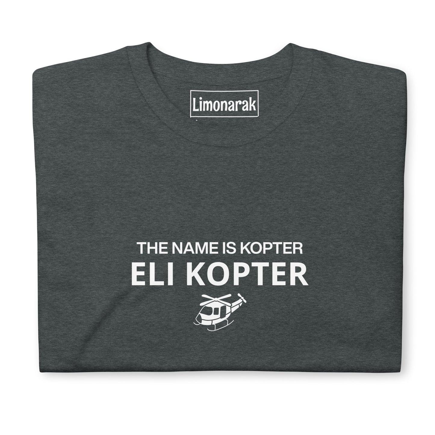 Dark Gray Funny Mossad Shirt - Everyone's favorite Mossad agent, Eli Kopter. This Eli Kopter shirt is soft, comfortable and made just for you. It's a classic cotton t-shirt with a sarcastic Mossad agent design, expertly printed on the front. Looking for something personalized? Shoot us a message!