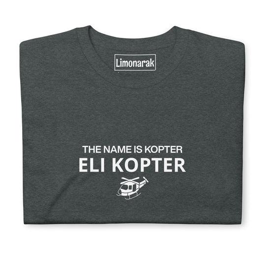 Dark Gray Funny Mossad Shirt - Everyone's favorite Mossad agent, Eli Kopter. This Eli Kopter shirt is soft, comfortable and made just for you. It's a classic cotton t-shirt with a sarcastic Mossad agent design, expertly printed on the front. Looking for something personalized? Shoot us a message!