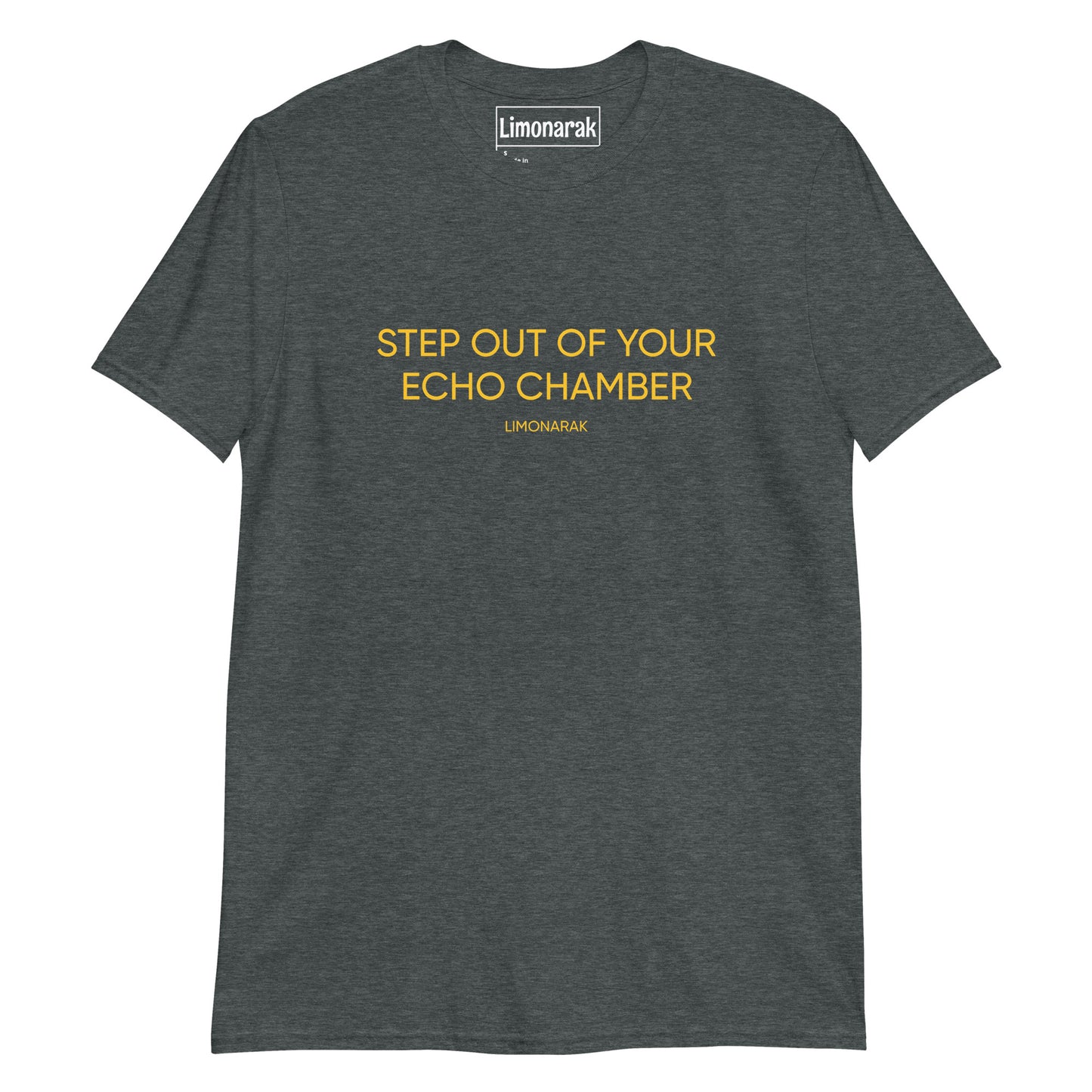 Dark Gray  Step our of your echo chamber shirt - Our "Step out of your echo chamber t-shirt" is soft, comfortable and makes a statement. Step out of your echo chamber and start having conversations in this classic cotton tee. Looking for something personalized? Shoot us a message!