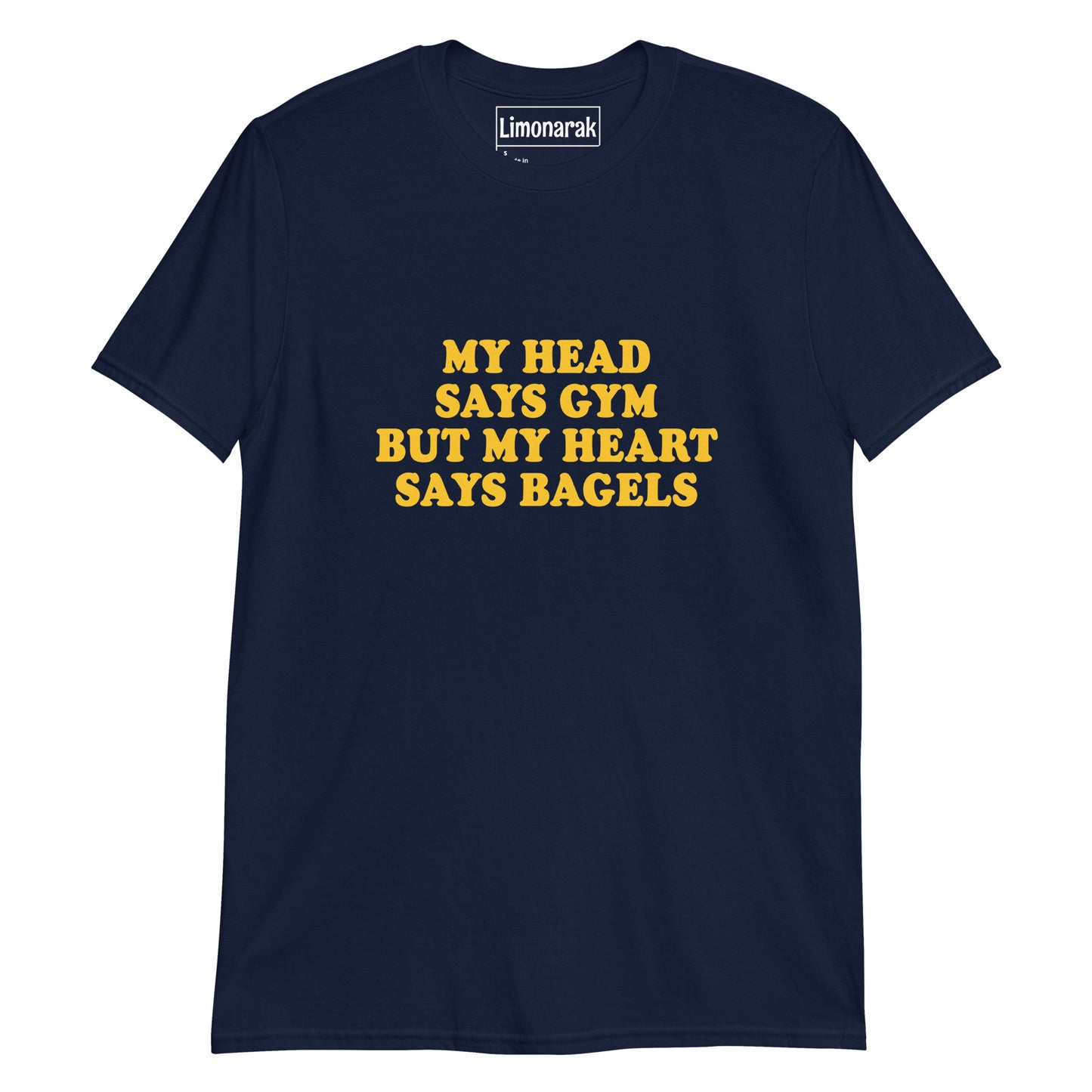 Navy Bagel Shirt - Love Bagels? Looking for a gift for a bagel enthusiast? This bagel lover shirt is just what your need! It's a classic cotton tee with a funny bagel saying on the front. Stand out and eat bagels in our bagels shirt.