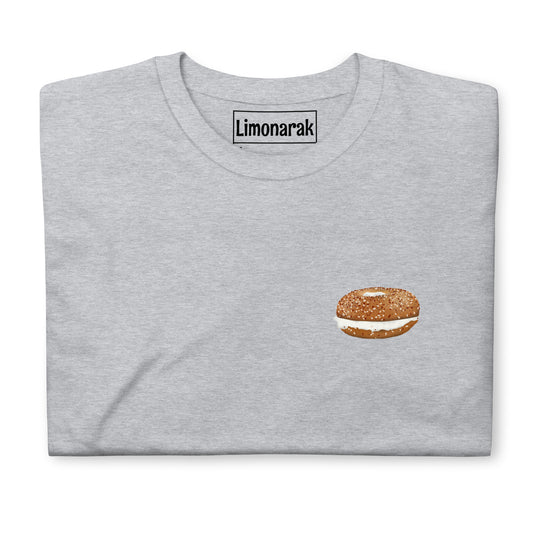 Gray bagel T-shirt - Love bagels? This ones for you! It's soft and comfortable with a small bagel design on the front. Show off your love of bagels in this unique bagel graphic tee or give it as a gift to your favorite bagel lovers. It's perfect for bagel enthusiasts and foodies of all kinds.