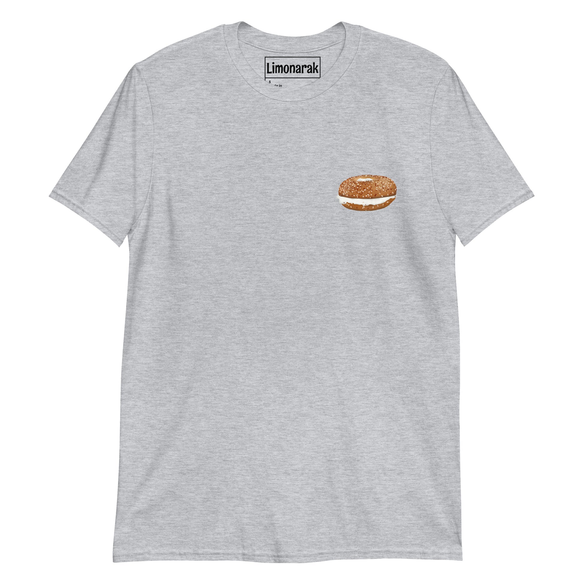 Gray Everything Bagel Shirt - Love bagels? This ones for you! It's soft and comfortable with a small bagel design on the front. Show off your love of bagels in this unique bagel graphic tee or give it as a gift to your favorite bagel lovers. It's perfect for bagel enthusiasts and foodies of all kinds.