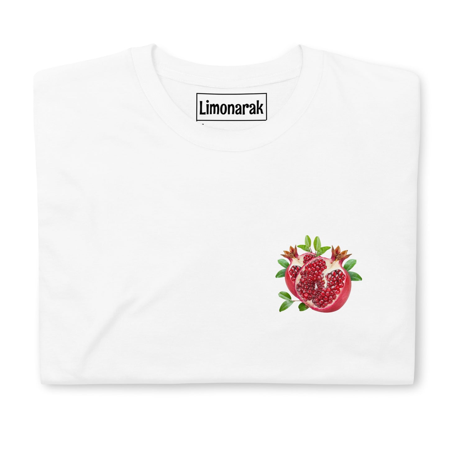 White T-Shirt With Pomegranate - Our Pomegranate T-Shirt is soft and comfortable. It's a classic cotton graphic tee with a red pomegranate design, expertly printed on the front. Looking for something personalized? Shoot us a message!