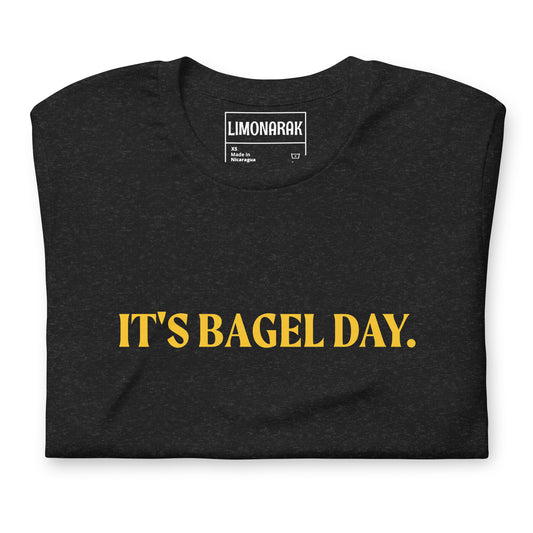 Black Bagel T-shirt - This It's Bagel Day T-Shirt is a must-have for any bagel enthusiast! Featuring a funny bagel saying, this shirt is perfect for expressing your love for all things bagel. It's a soft and comfortable tee that comes in a variety of colors. Perfect for everyday streetwear. Because everyday is bagel day!