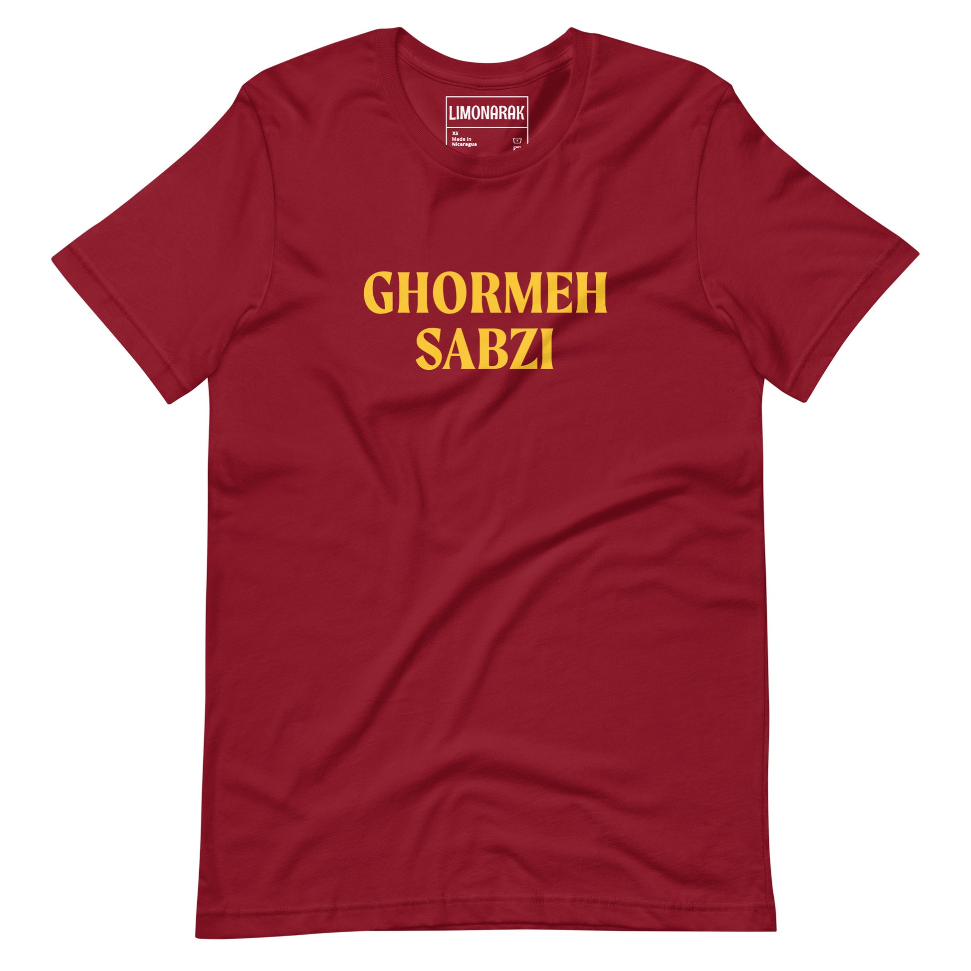 Red Ghormeh Sabzi T-shirt - Show off your love for Persian cuisine with our Ghormeh Sabzi T-Shirt. Featuring a simple and funny food design, this shirt is perfect for any Ghormeh Sabzi enthusiast. Made with high-quality materials for ultimate comfort, this shirt is a must have for Persian food lovers and foodies of all kinds.