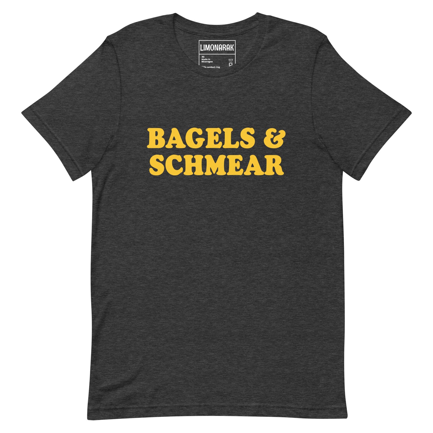 Dark Gray Bagels and Schmear Shirt - Love bagels? Looking for a gift for your favorite Jewish foodie? This Bagels and Schmear Shirt might be just what you need. It's a soft and comfortable tee that's perfect for everyday wear. Show off your love of bagels with this funny bagel shirt.