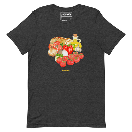 Dark Gray Shakshuka T-Shirt -Love shakshuka? Missing the flavors of the Middle East? Our Shakshuka T-Shirt features all the key ingredients you need for classic Israeli shakshuka. It's a comfortable graphic tee with a unique and colorful shakshuka design made just for you. This shakshuka shirt is perfect for everyday streetwear or a unique gift for a shakshuka lover.