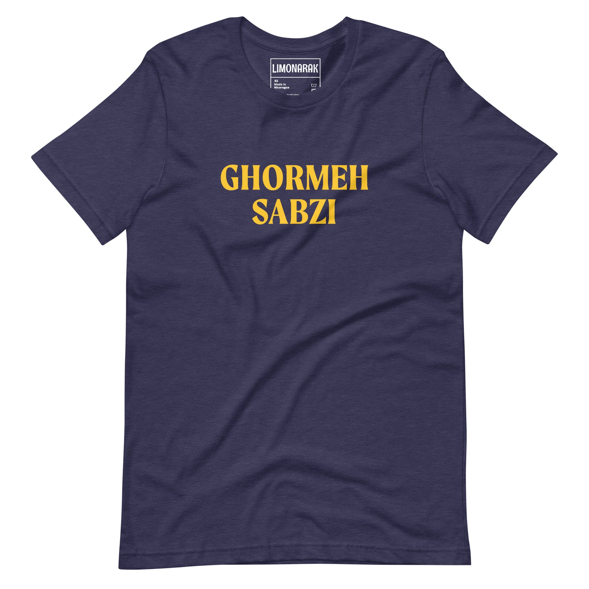 Navy Ghormeh Sabzi T-shirt - Show off your love for Persian cuisine with our Ghormeh Sabzi T-Shirt. Featuring a simple and funny food design, this shirt is perfect for any Ghormeh Sabzi enthusiast. Made with high-quality materials for ultimate comfort, this shirt is a must have for Persian food lovers and foodies of all kinds.