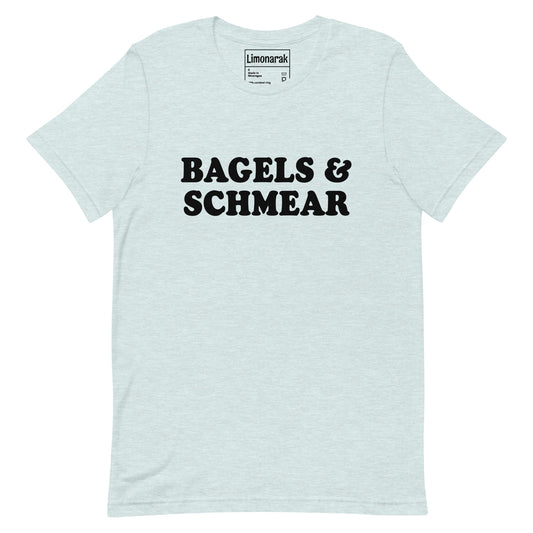 Ice Blue Bagels and Schmear Shirt - Love bagels? Looking for a gift for your favorite Jewish foodie? This Bagels and Schmear Shirt might be just what you need. It's a soft and comfortable tee that's perfect for everyday wear. Show off your love of bagels with this funny bagel shirt.