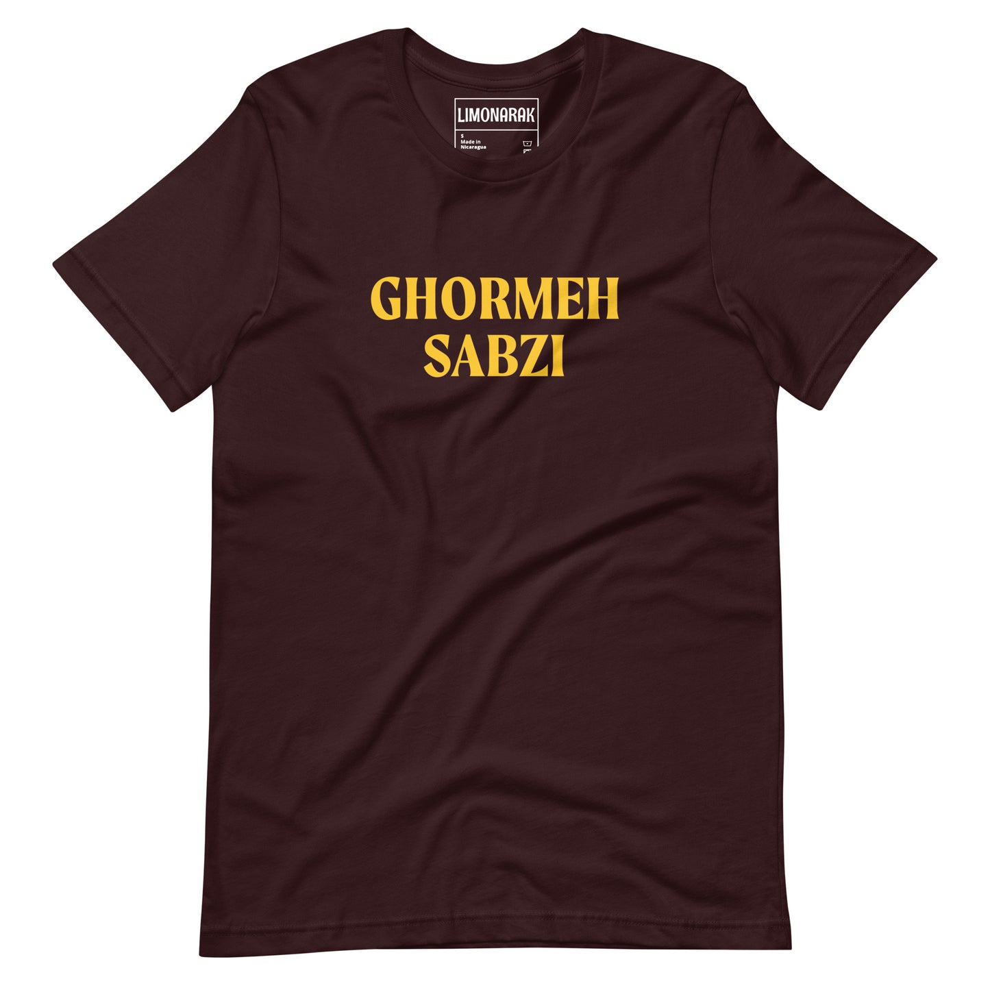 Dark Red Ghormeh Sabzi T-shirt - Show off your love for Persian cuisine with our Ghormeh Sabzi T-Shirt. Featuring a simple and funny food design, this shirt is perfect for any Ghormeh Sabzi enthusiast. Made with high-quality materials for ultimate comfort, this shirt is a must have for Persian food lovers and foodies of all kinds.