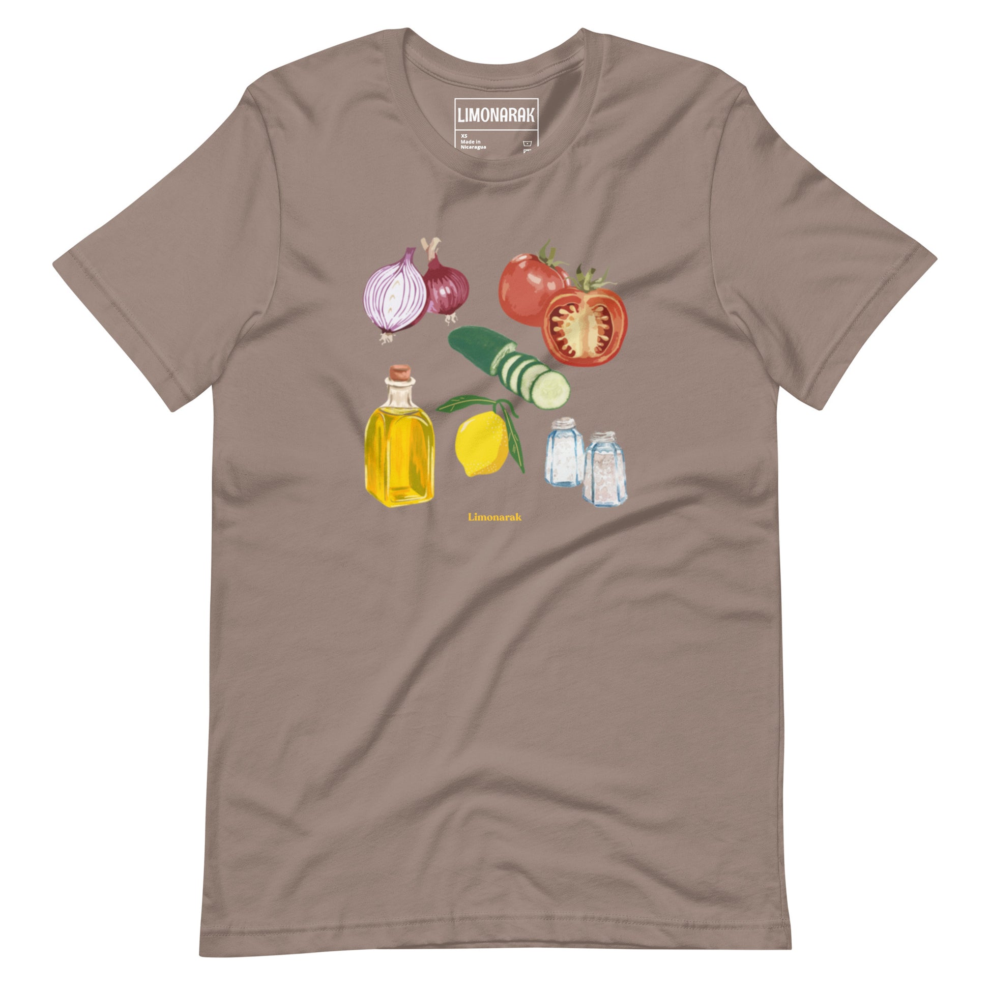 Pebble Israeli Salad T-shirt - Showcase your love for Israeli cuisine with our unique Israeli Salad T-Shirt! This eye-catching graphic tee features a colorful depiction of the fresh and delicious ingredients that make up this popular Israeli salad. Made with high-quality materials and a comfortable fit, this shirt is perfect for food lovers and beyond. 