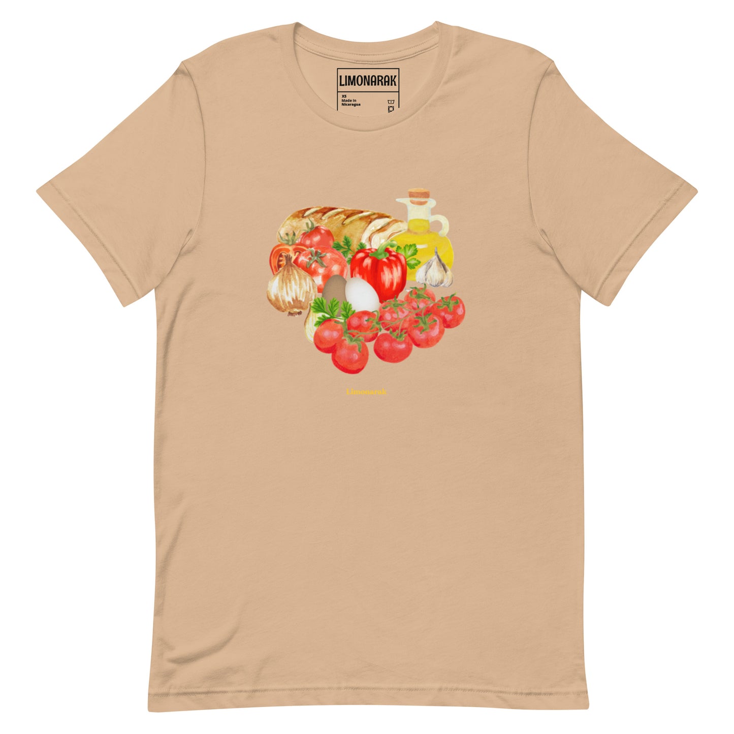 Tan Shakshuka T-Shirt -Love shakshuka? Missing the flavors of the Middle East? Our Shakshuka T-Shirt features all the key ingredients you need for classic Israeli shakshuka. It's a comfortable graphic tee with a unique and colorful shakshuka design made just for you. This shakshuka shirt is perfect for everyday streetwear or a unique gift for a shakshuka lover.