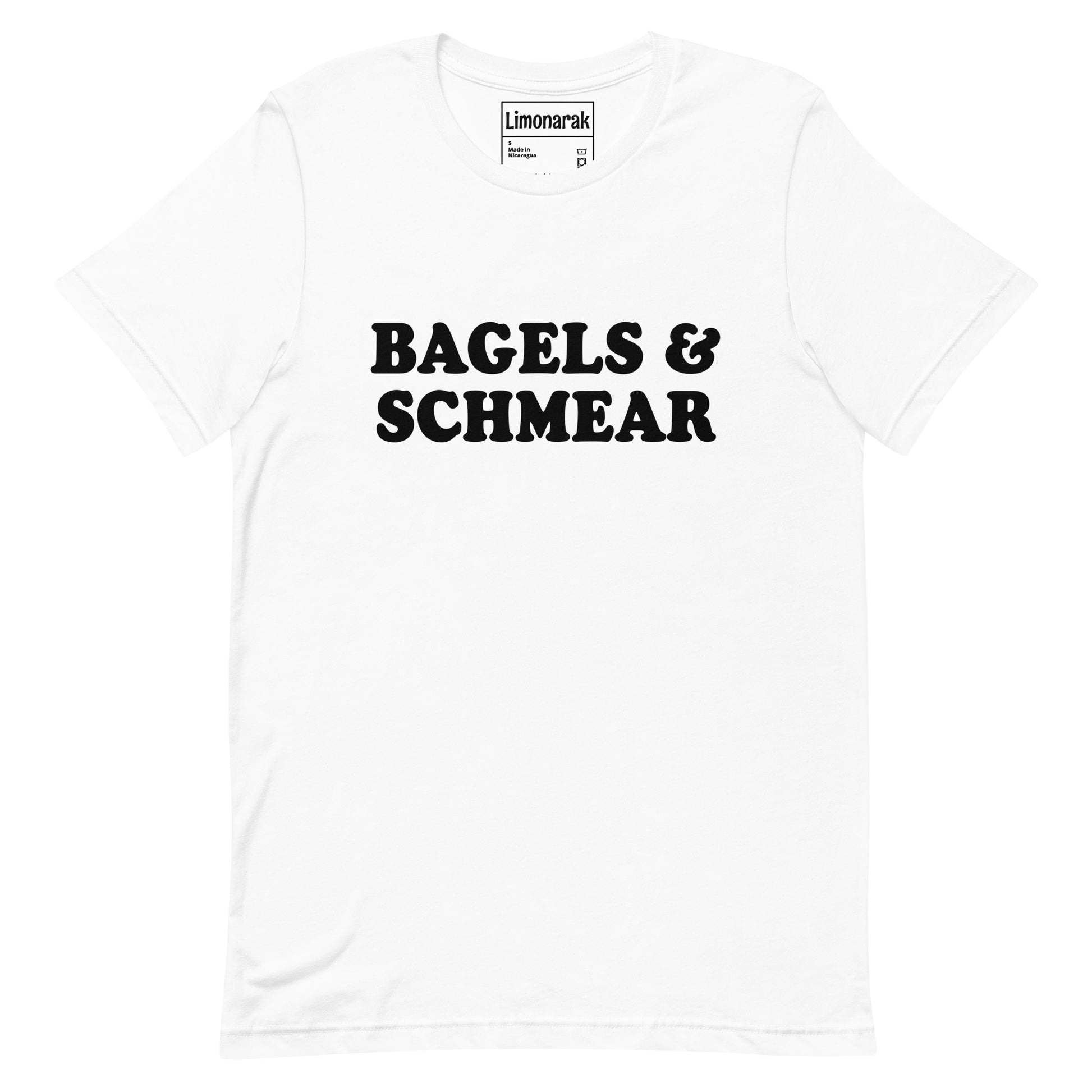 White Bagels and Schmear Shirt - Love bagels? Looking for a gift for your favorite Jewish foodie? This Bagels and Schmear Shirt might be just what you need. It's a soft and comfortable tee that's perfect for everyday wear. Show off your love of bagels with this funny bagel shirt.