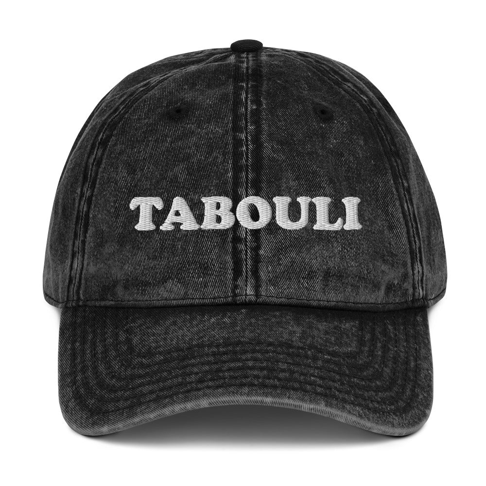 Black Tabouli hat - Introducing our Tabouli Hat - the perfect addition to any hat collection! Made with high-quality materials, this funny dad hat has an embroidered foodie design. Looking for something personalized? Shoot us a message! Add a little personality to your everyday style or give it as a gift for a tabouli enthusiast!