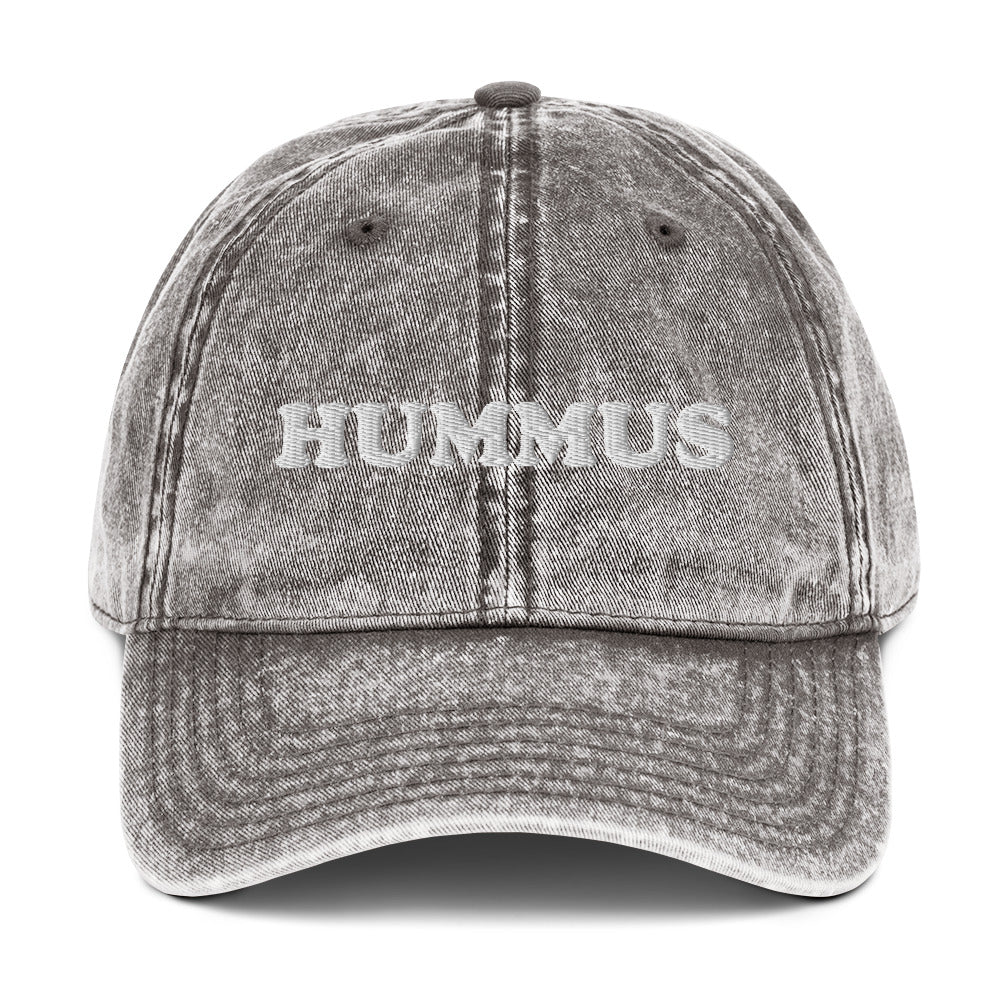 Gray Hummus Hat - Looking for the perfect hat for the hummus lover in your life? Look no further than our Hummus Hat! Made with 100% cotton and featuring a funny embroidered design, this hat is sure to make a statement. Sport it at your next event and show off your love for hummus in style.