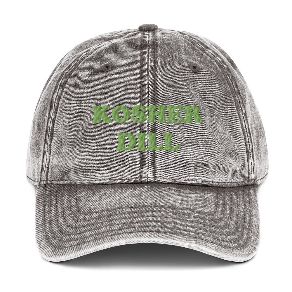 Gray Kosher Dill Pickles Hat - Love pickles? Looking for a funny gift for the pickle friend? Introducing out kosher dill hat! It's a comfortable cotton dad hat with a design for pickles lovers. Eat your favorite kosher dills in this funny hat and you're sure to turn heads. Looking for something personalized? Shoot us a message!